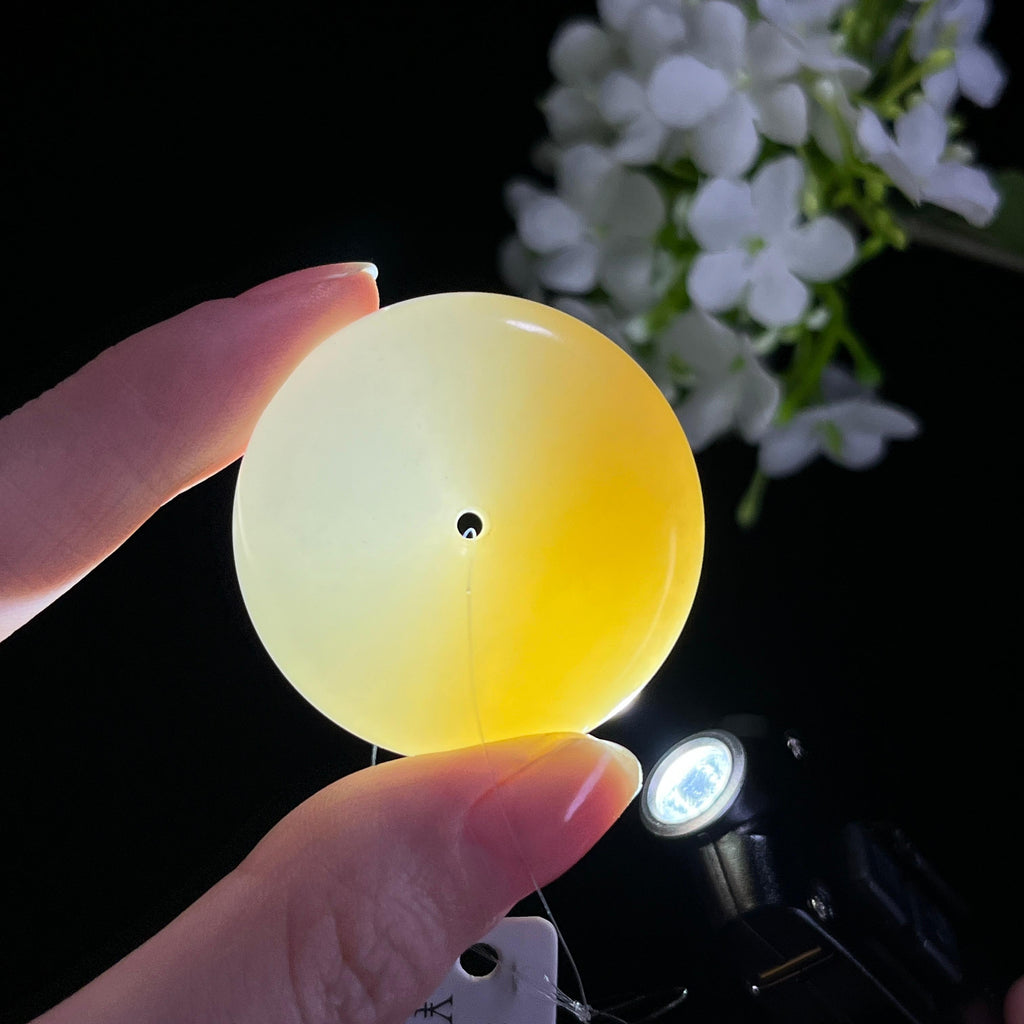 新疆天然和田玉“半糖满月”糖白玉平安扣（yc312623）