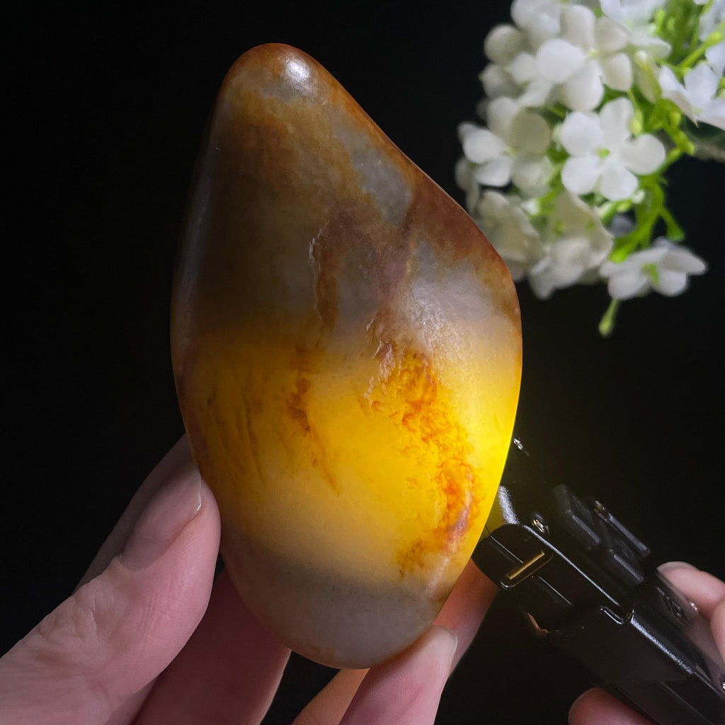 和田玉白玉青花洒金聚红皮“鸿运流金”籽料原石（yc311051）