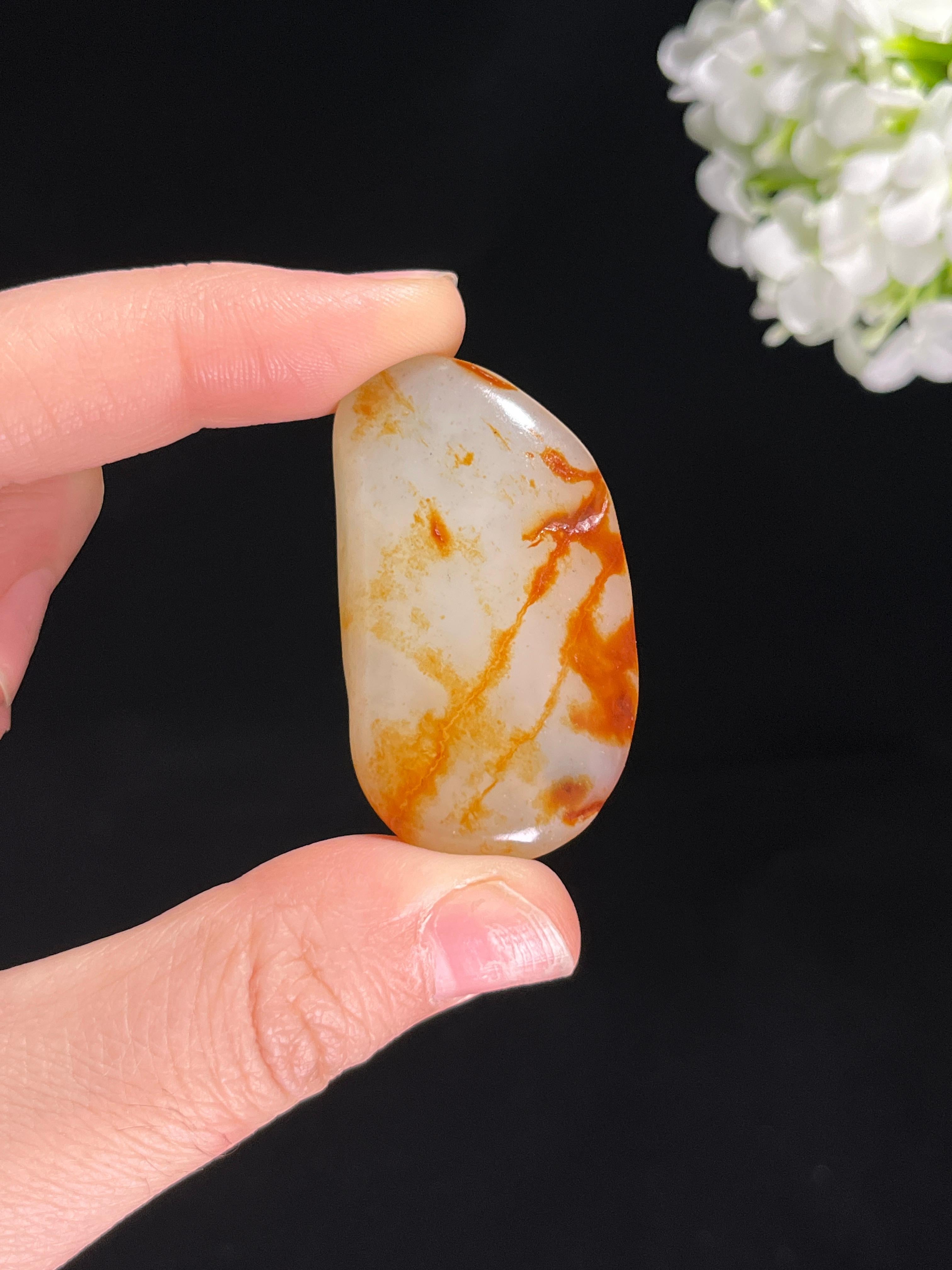 和田玉白玉洒金皮聚红皮籽料原石（yc258664） – 添福玉器