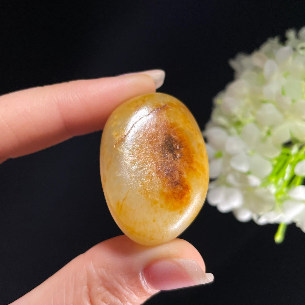 和田玉白玉“残照金楼”洒金皮红皮籽料（yc392780）