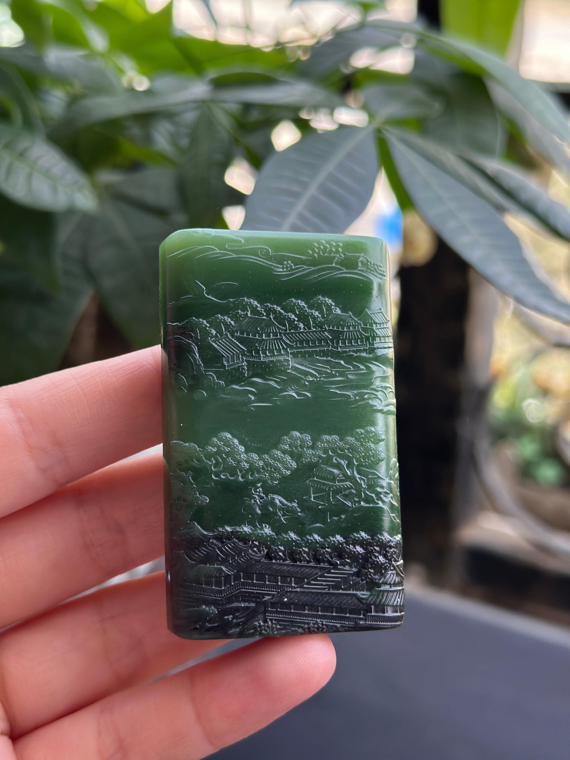 和田玉精品碧玉山水牌（yc704575）