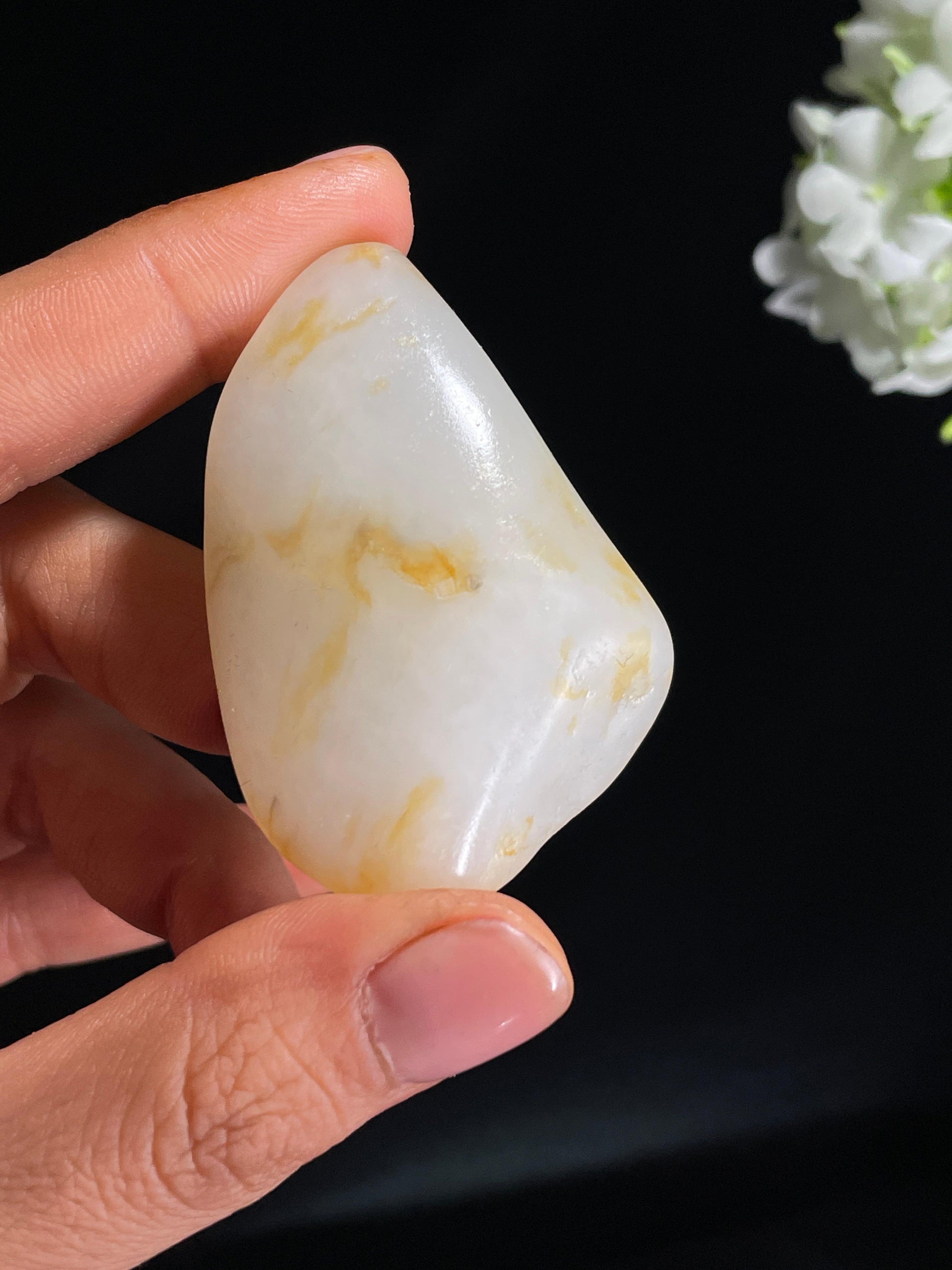 和田玉白玉洒金皮籽料原石手把件（yc265501）