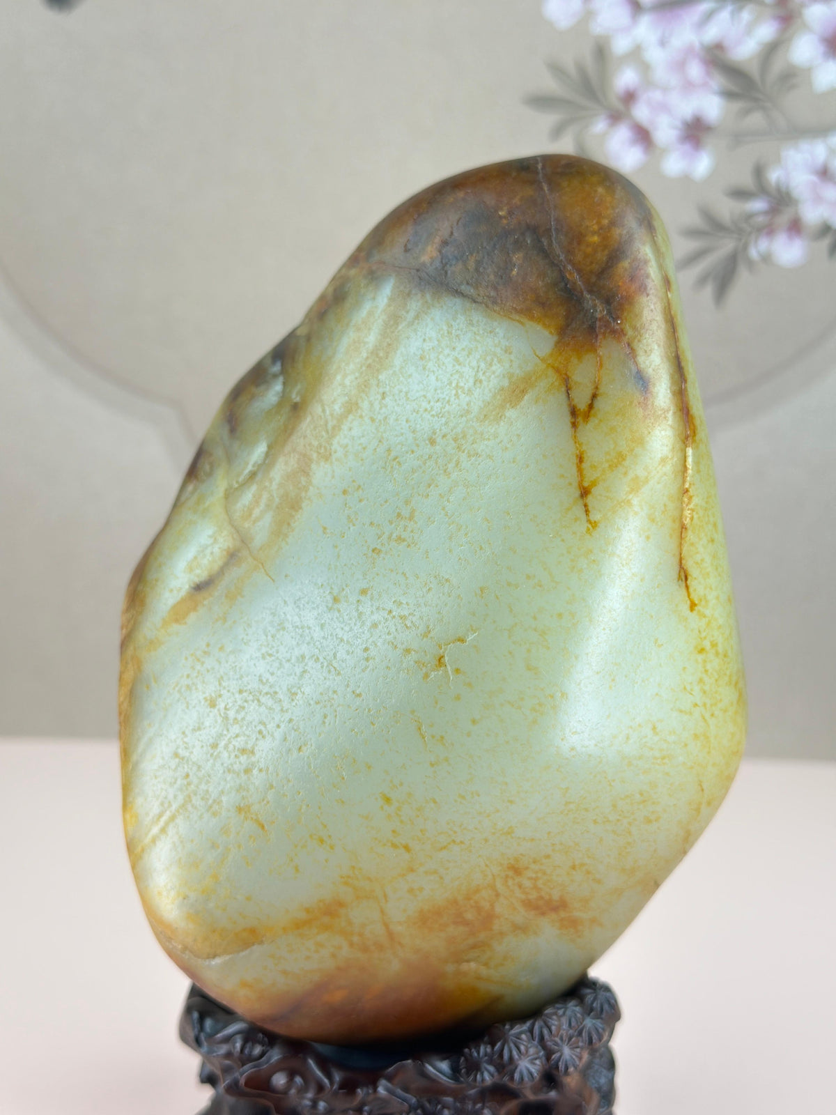 收藏级新疆和田玉白玉洒金皮红皮籽料摆件（yc749613）