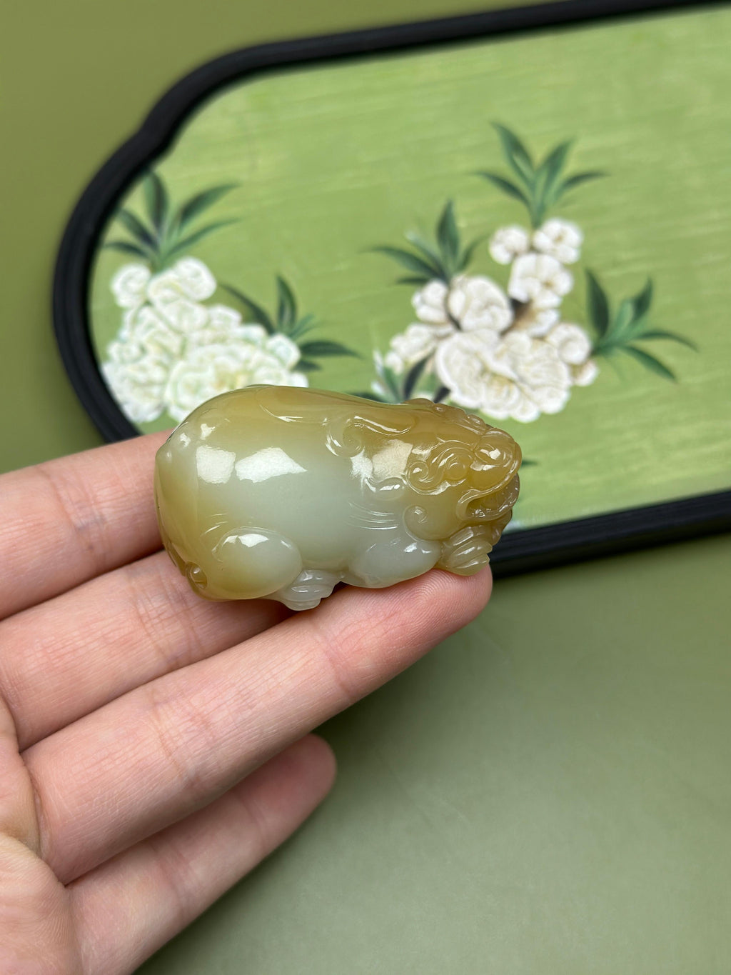 和田玉糖白貔貅手把件（yc752487）