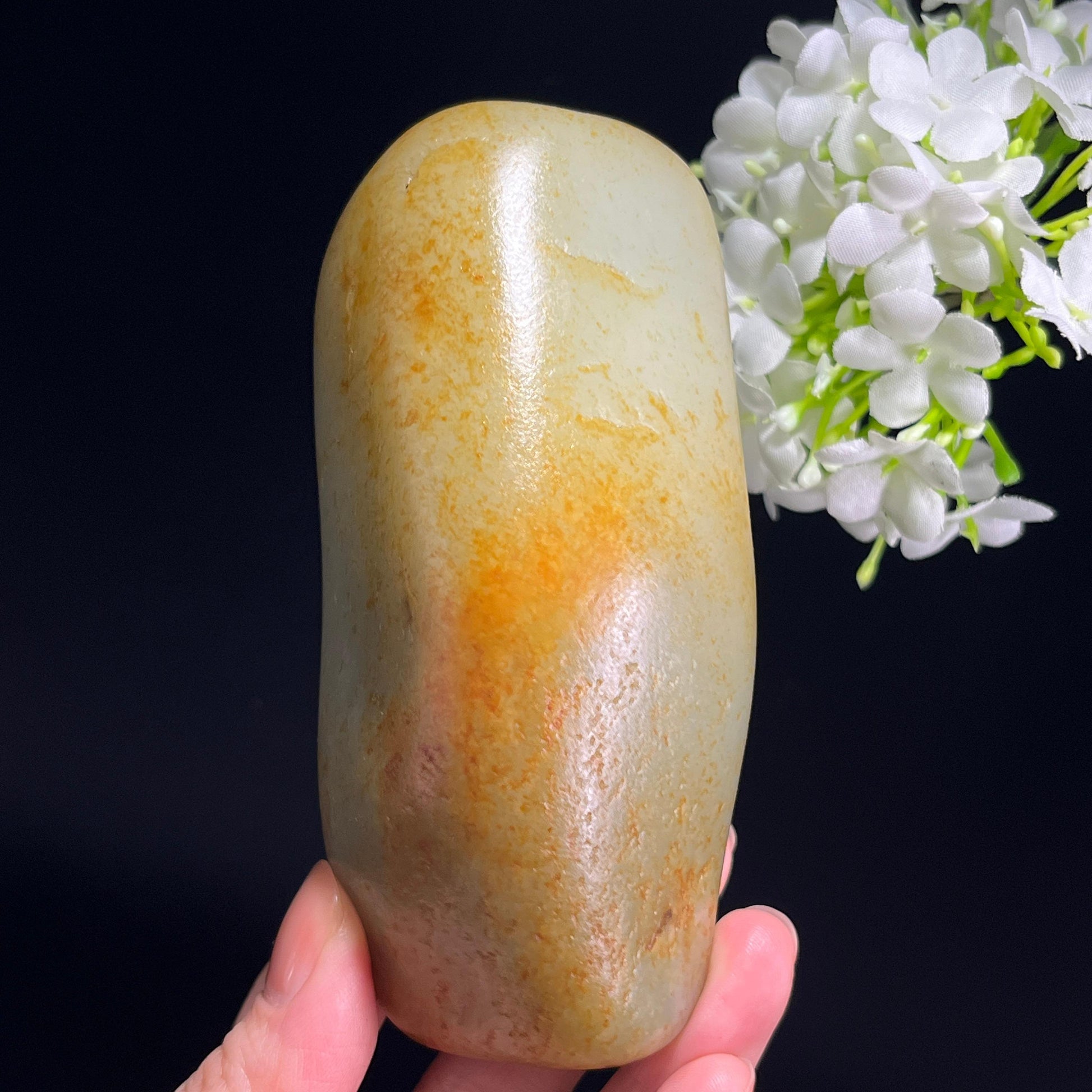 和田玉青白种“金脉流泉”洒金皮籽料（yc343174）