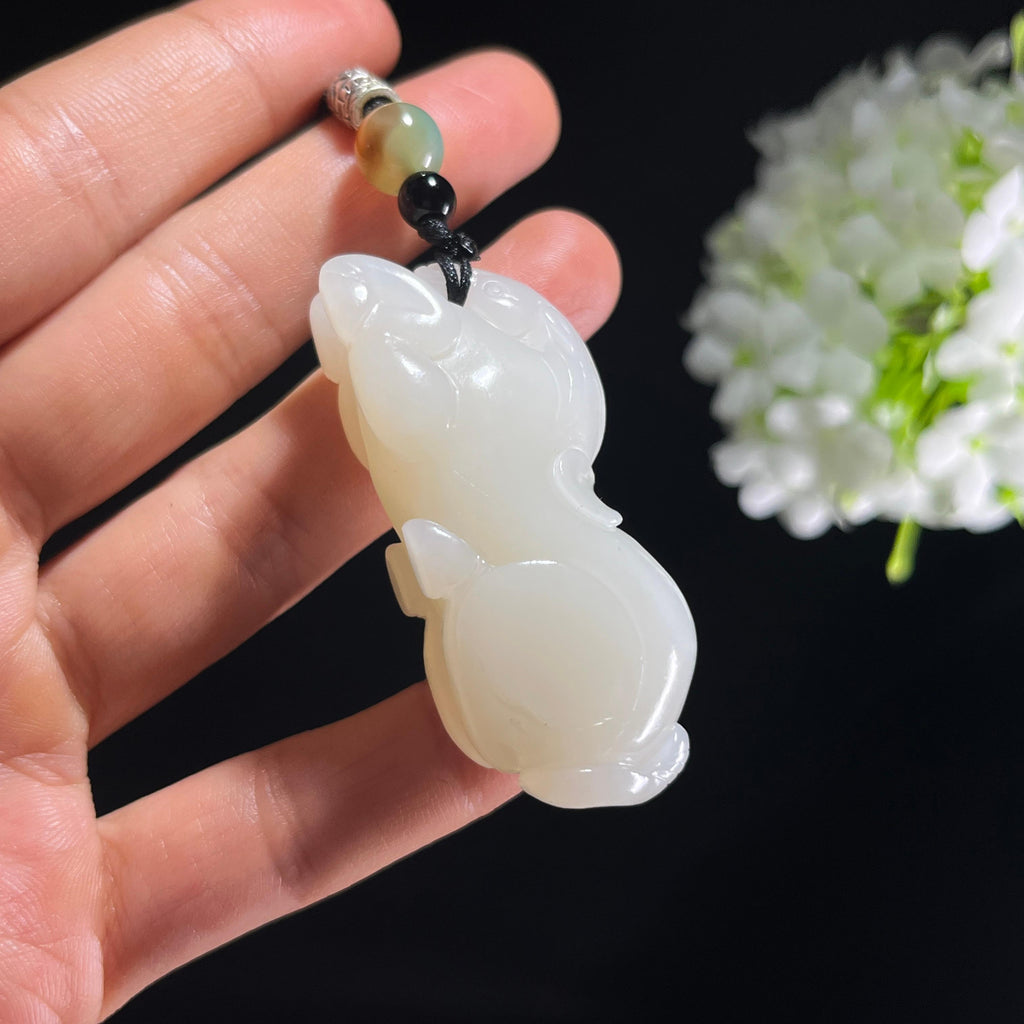 和田玉白玉马到成功雕刻挂件（yc393078）