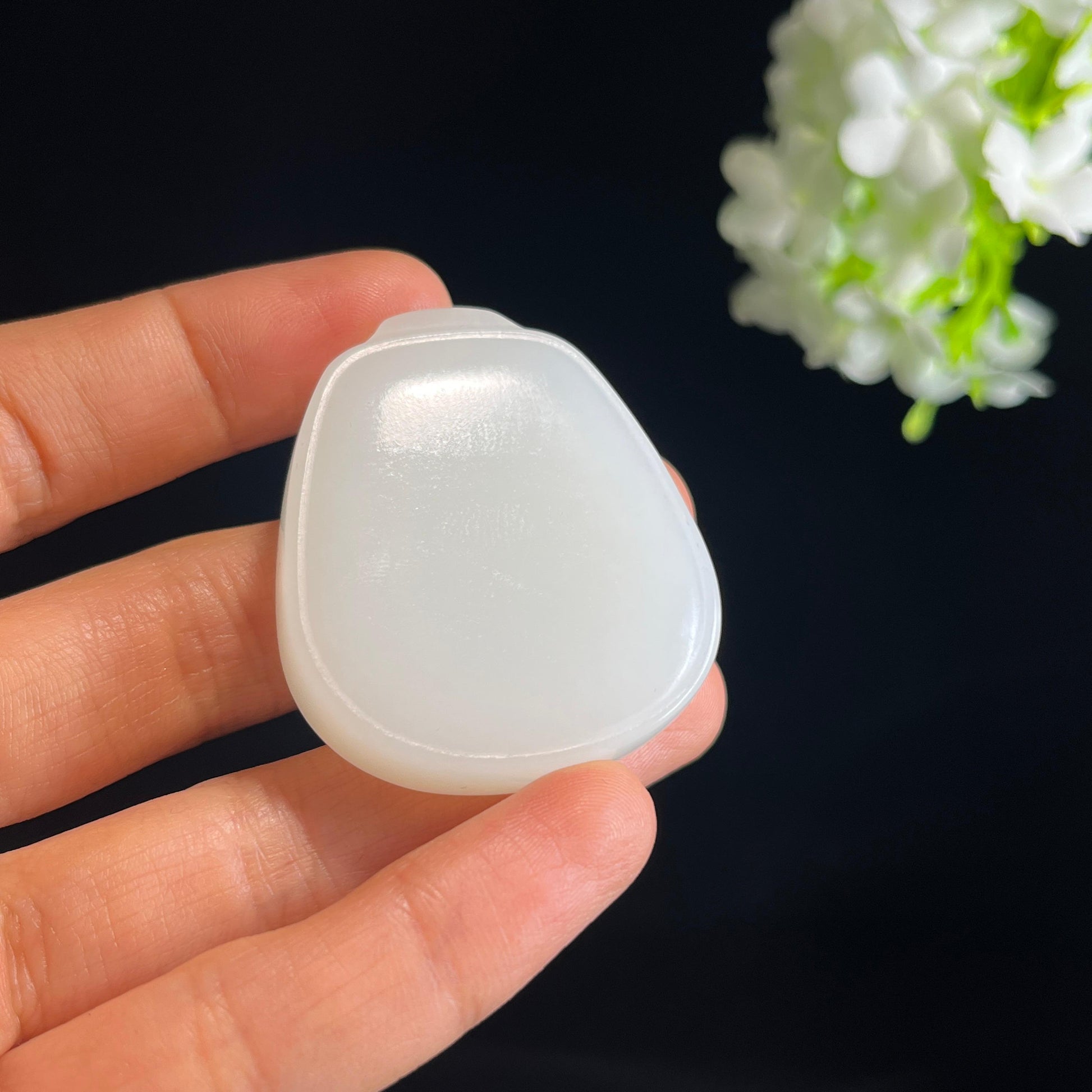 新疆天然和田玉羊脂白玉无事牌（yc349460）