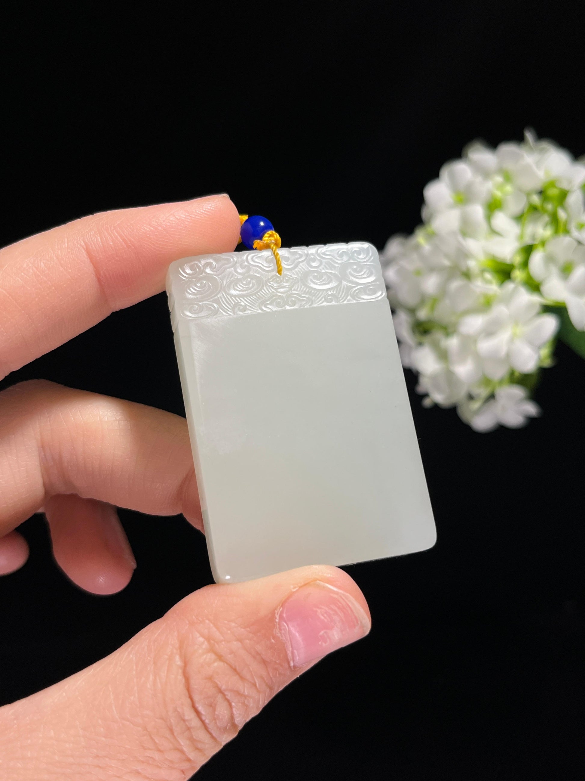 和田玉白玉 “云纹静雅” 平安无事牌（yc259157）