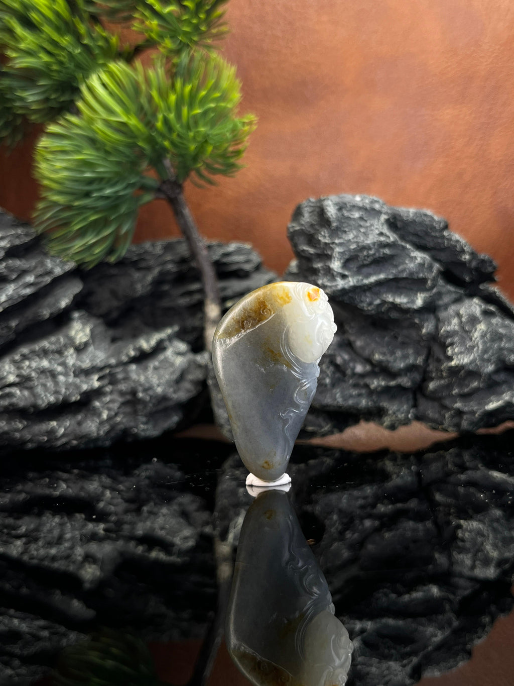 和田玉青花弥勒佛雕刻挂件（yc222784）