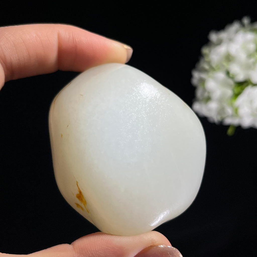 和田玉一级白“霜雪点金”光白籽料原石（yc295714）