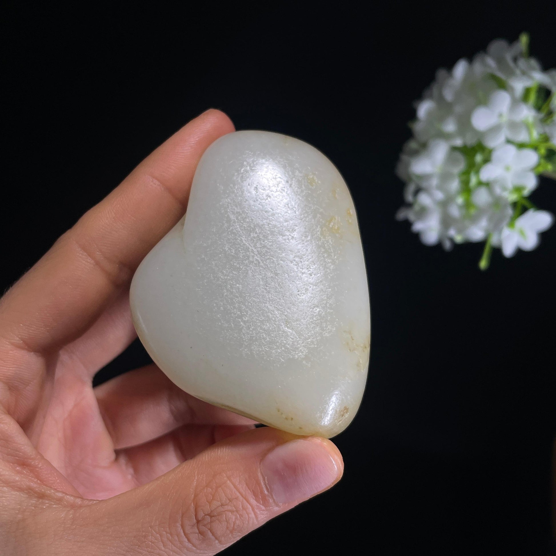 和田玉高青白“初雪之心”洒金皮籽料（yc318231）