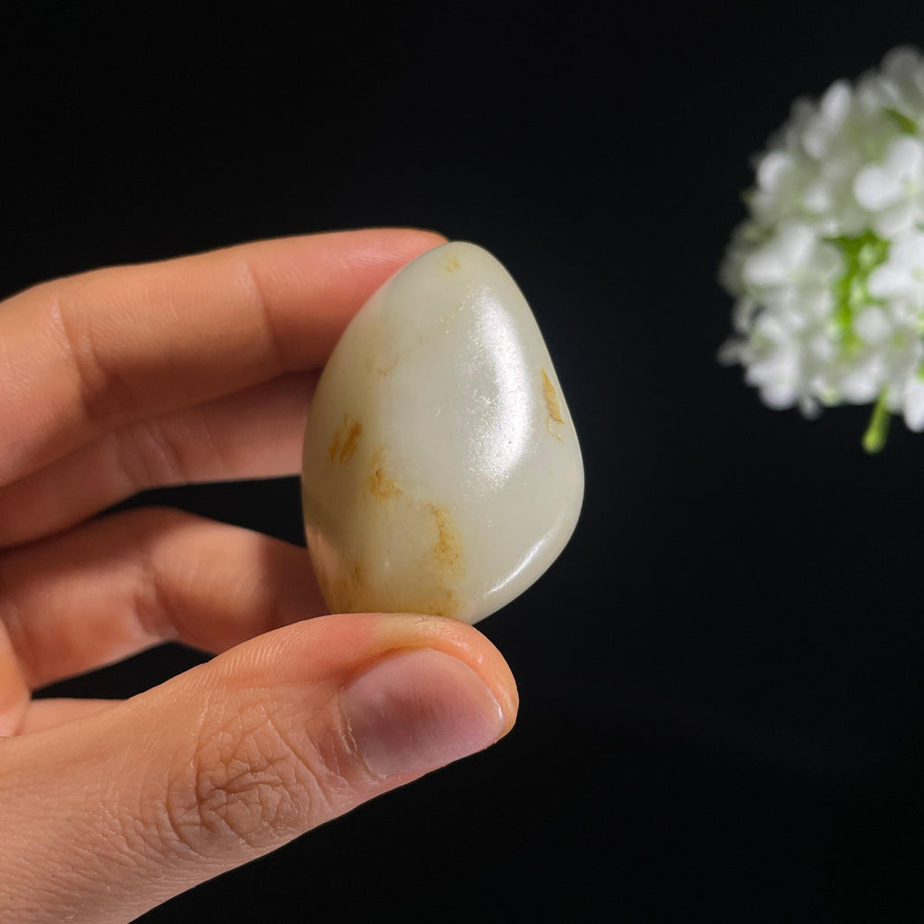 和田玉白玉“秋江流金”洒金皮籽料（yc318410）