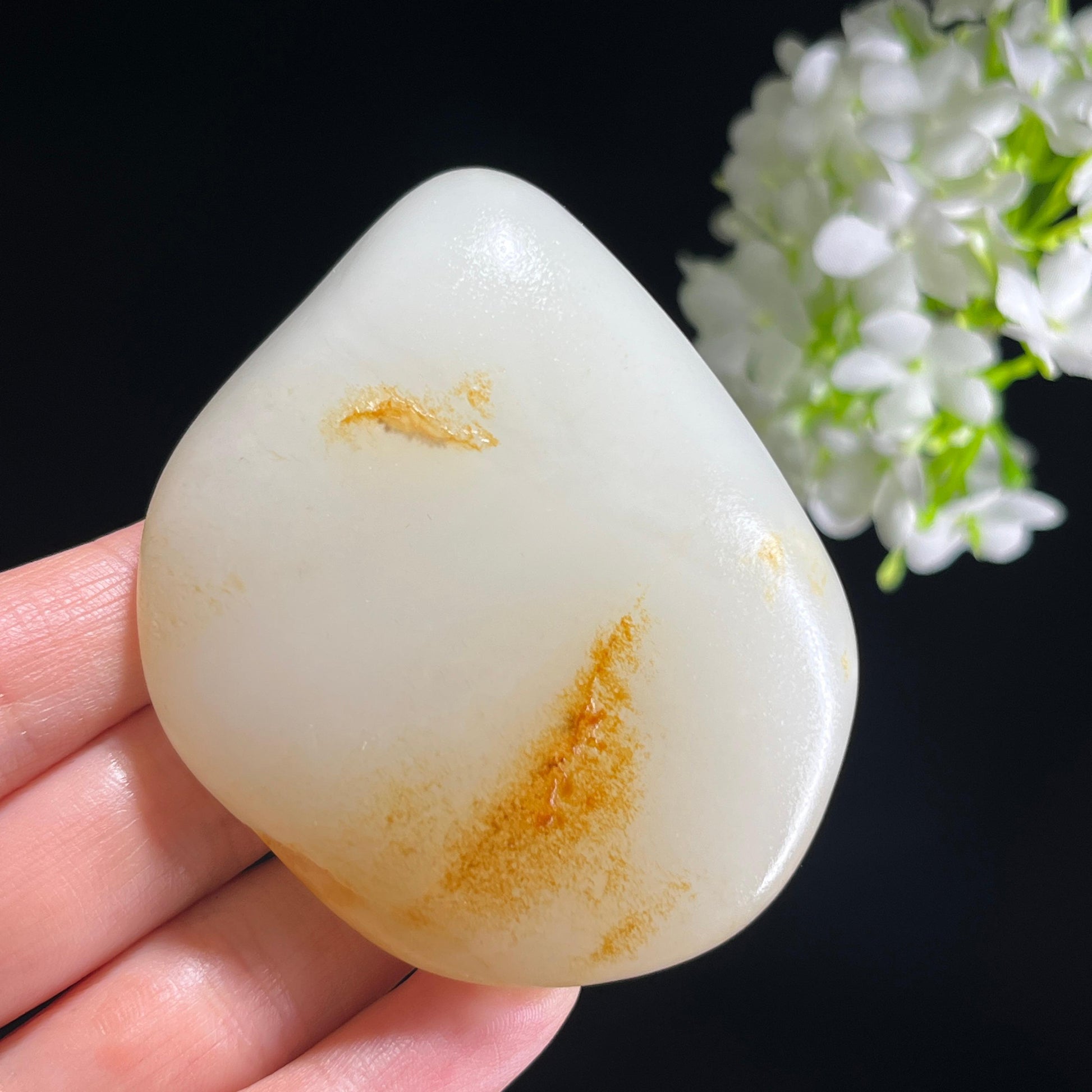 和田玉白玉“流霞掠雪”洒金皮籽料（yc345796）