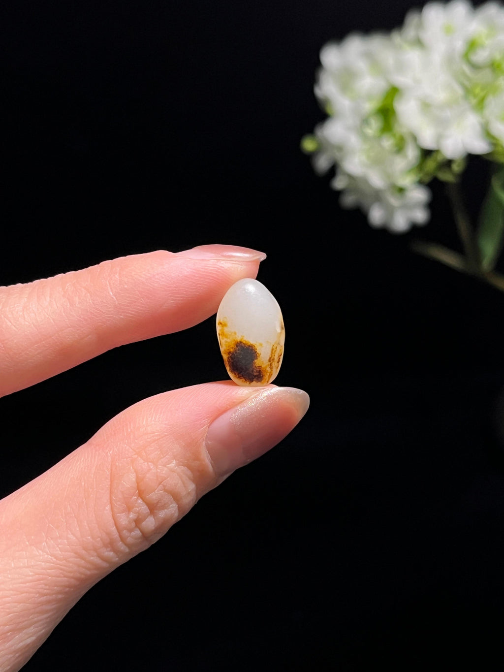 新疆和田玉聚黑皮黄皮小籽料原石蛋面籽（yc250743）