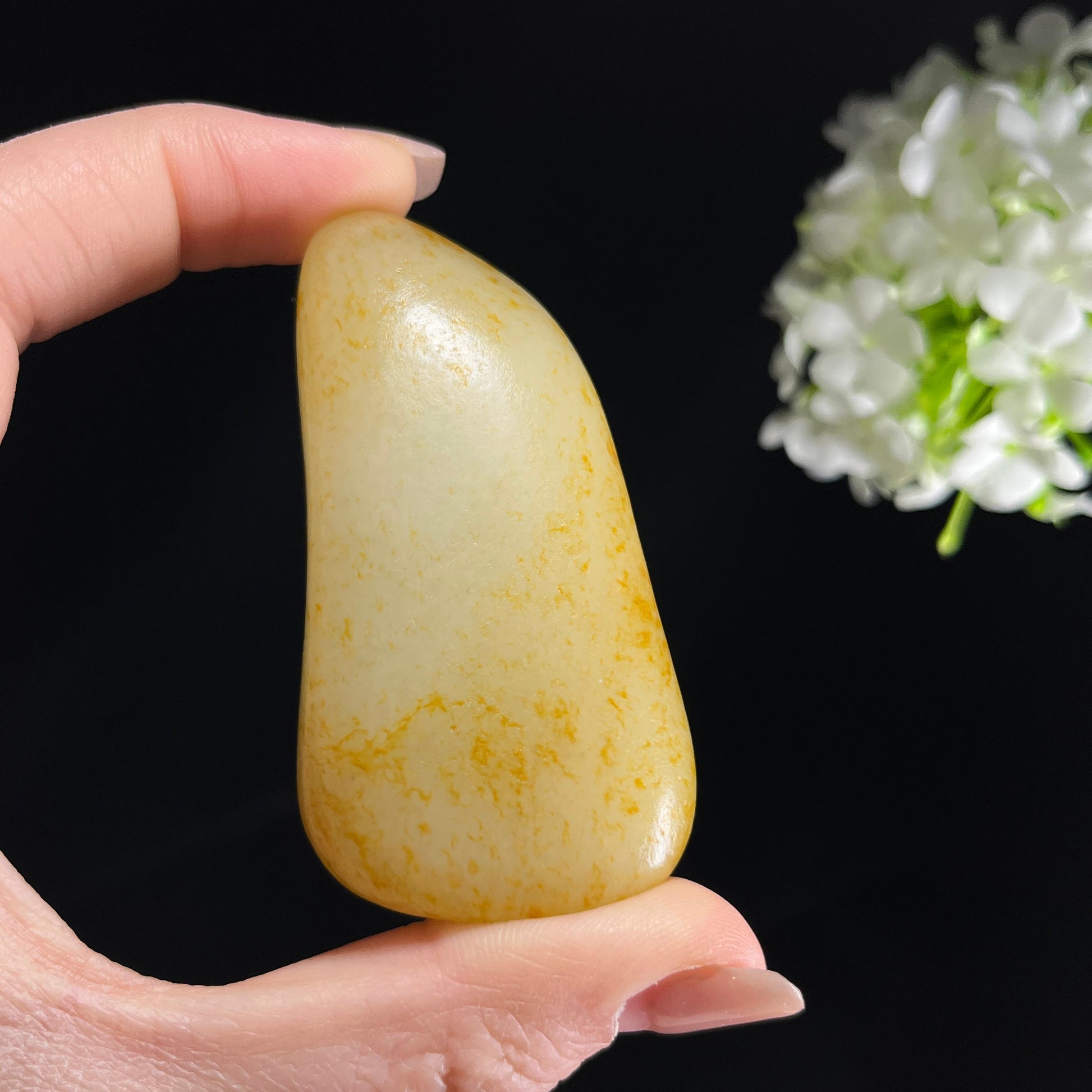 和田玉白玉“流金卧雪”通体洒金皮籽料（yc358548）