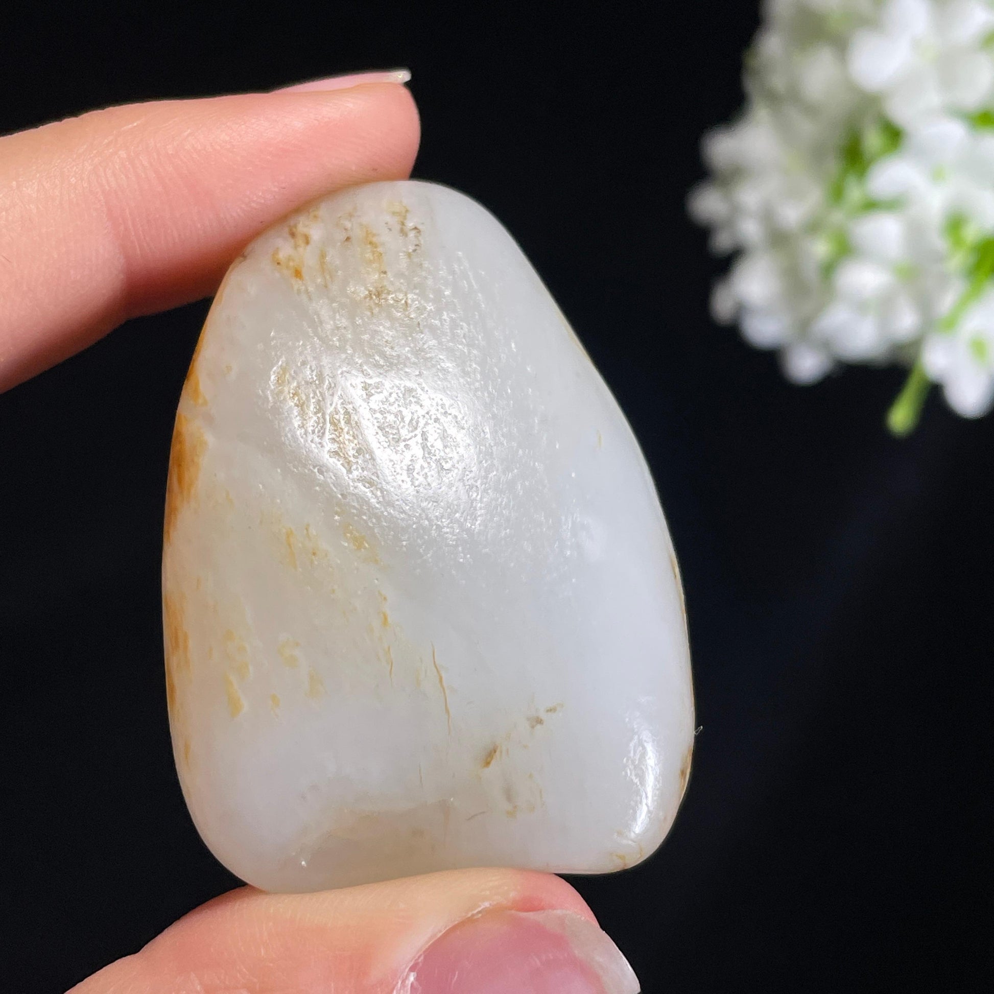 和田玉白玉“秋涧墨痕”黑皮洒金皮籽料（yc416530）