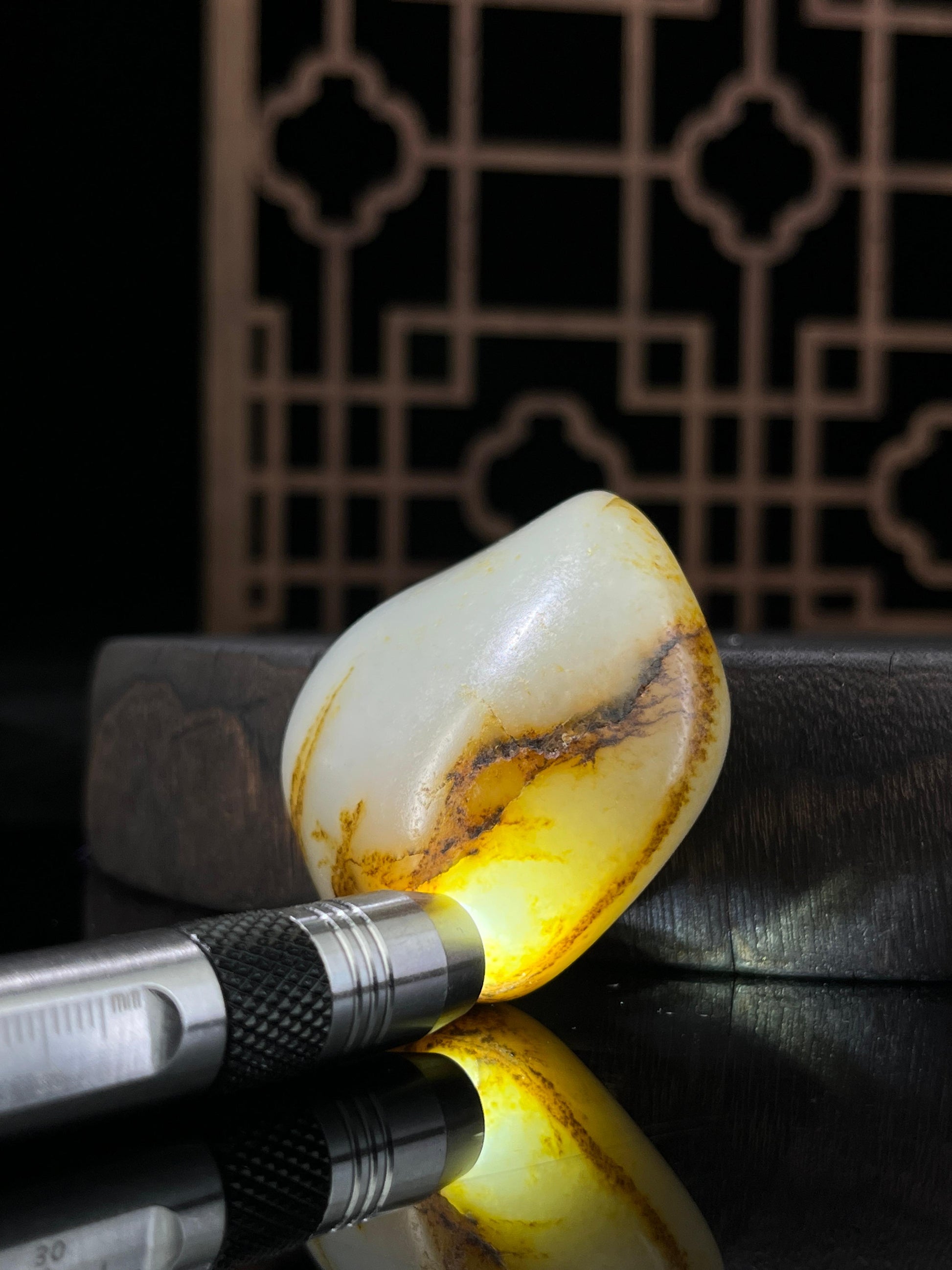 新疆和田玉白玉籽料原石聚黄皮挂件2（yc233827）