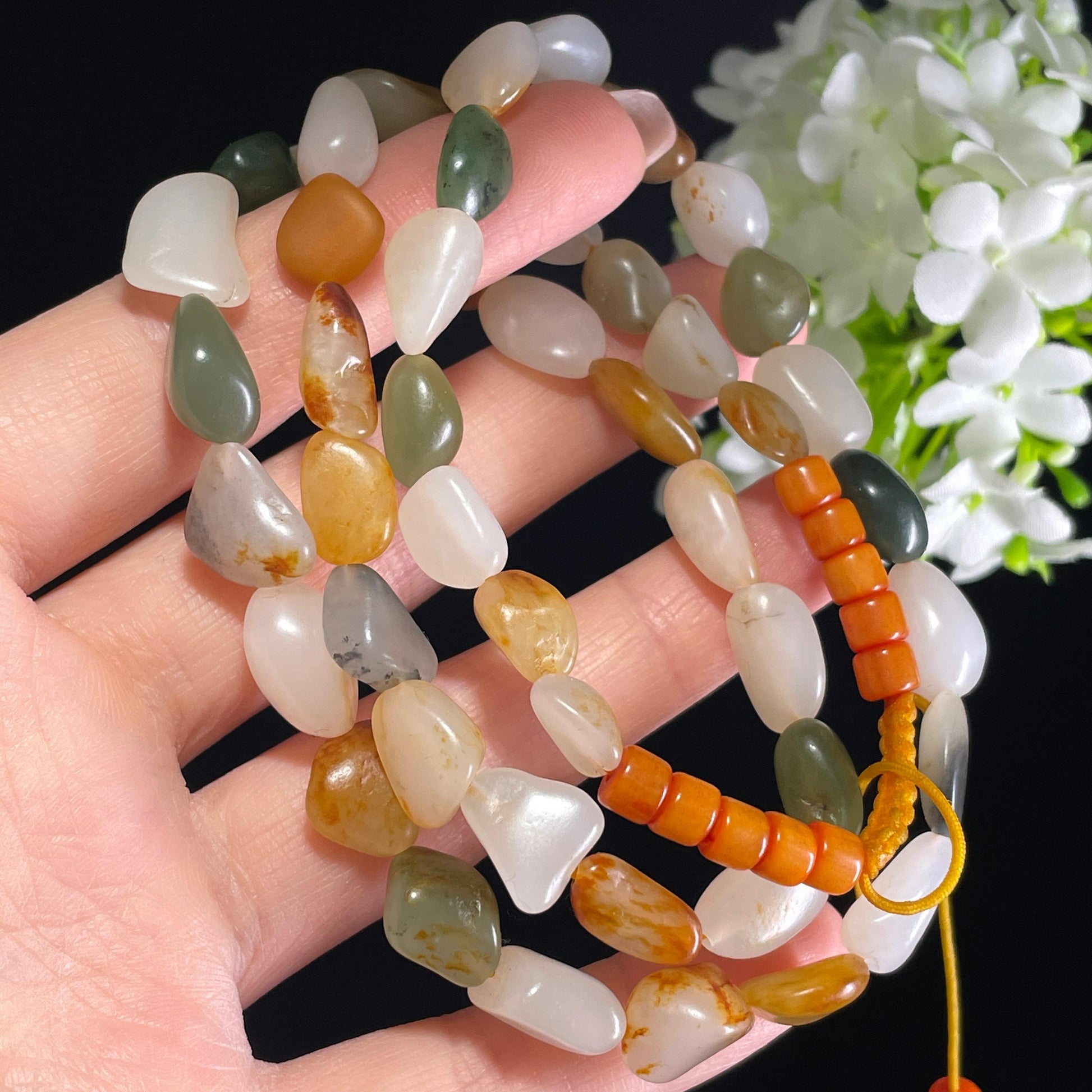 新疆天然和田玉多宝原籽项链（yc355849）