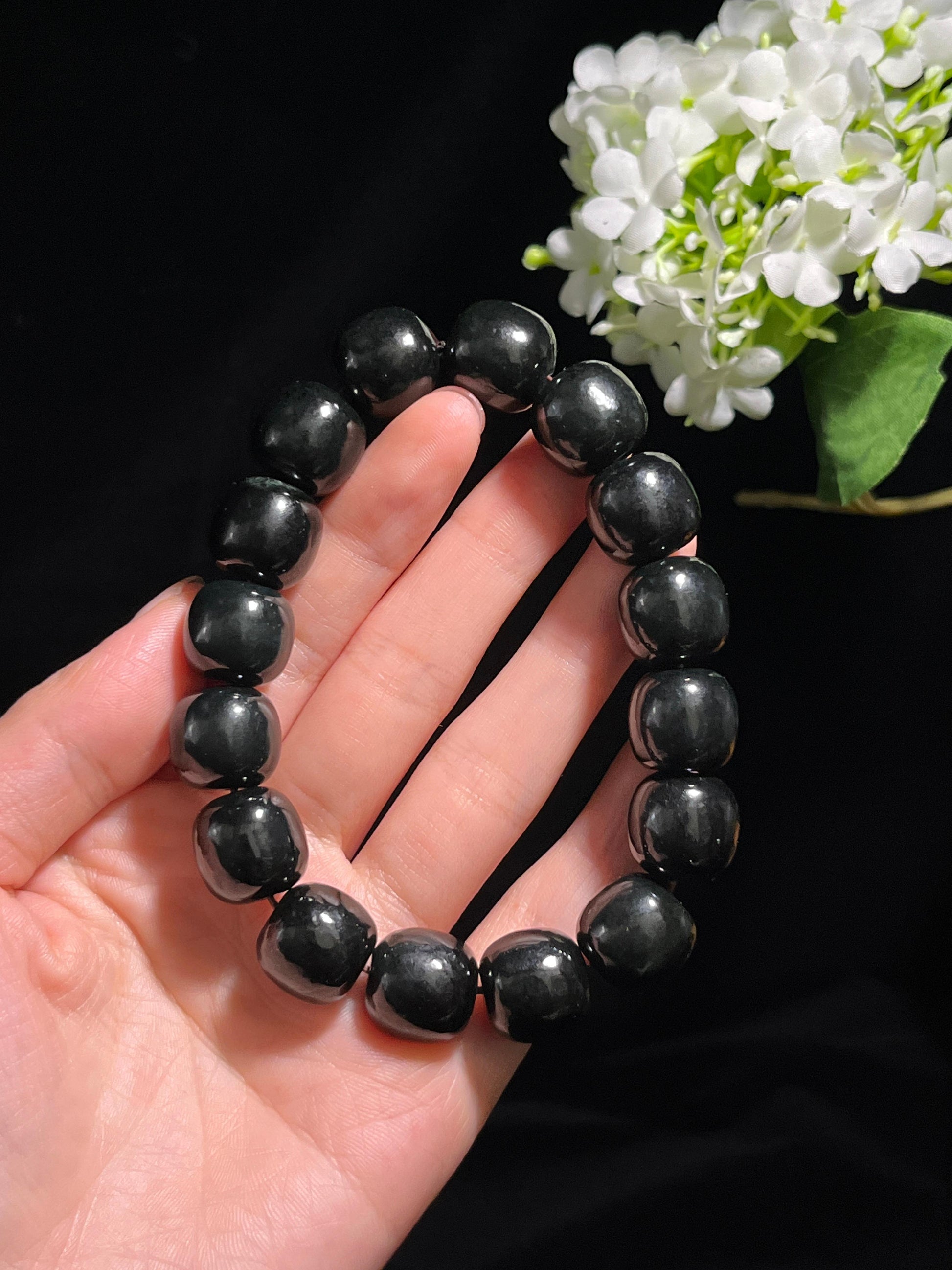 新疆天然和田玉塔青料手串3（yc260247）