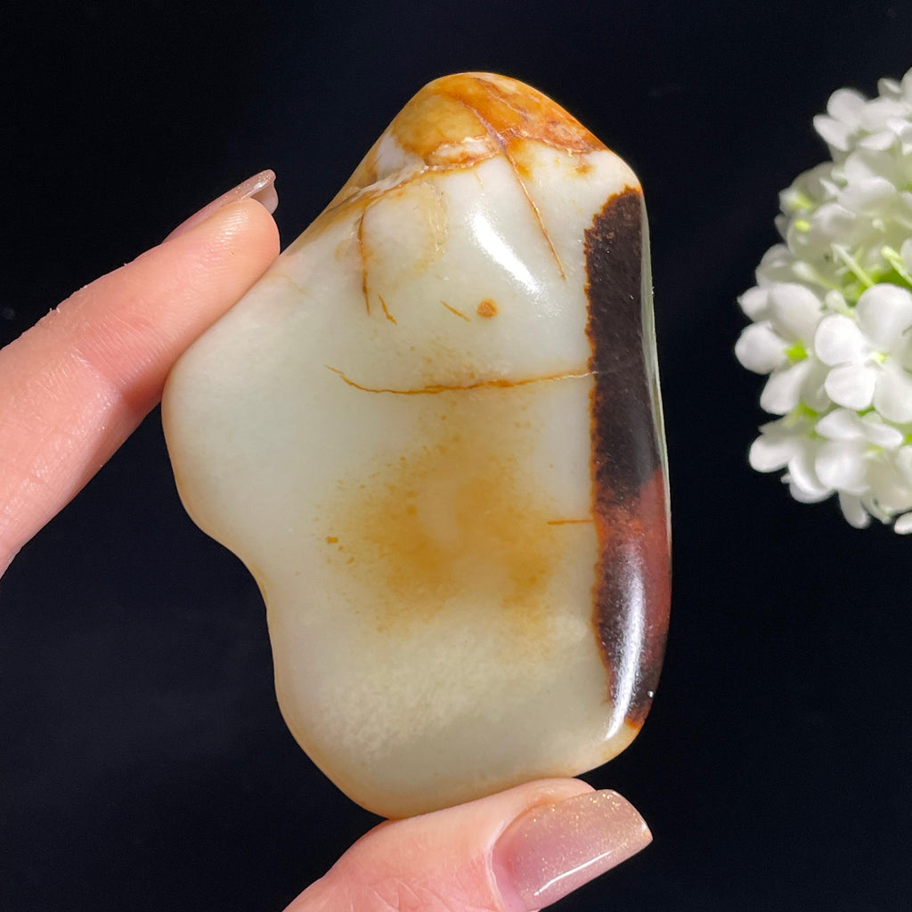 和田玉白玉“丹澜截峰”洒金黑红皮籽料（yc368400）