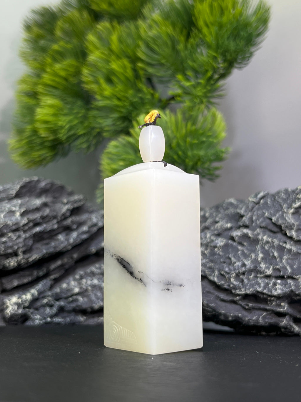 和田玉高青白带青花吊坠1（yc228763）