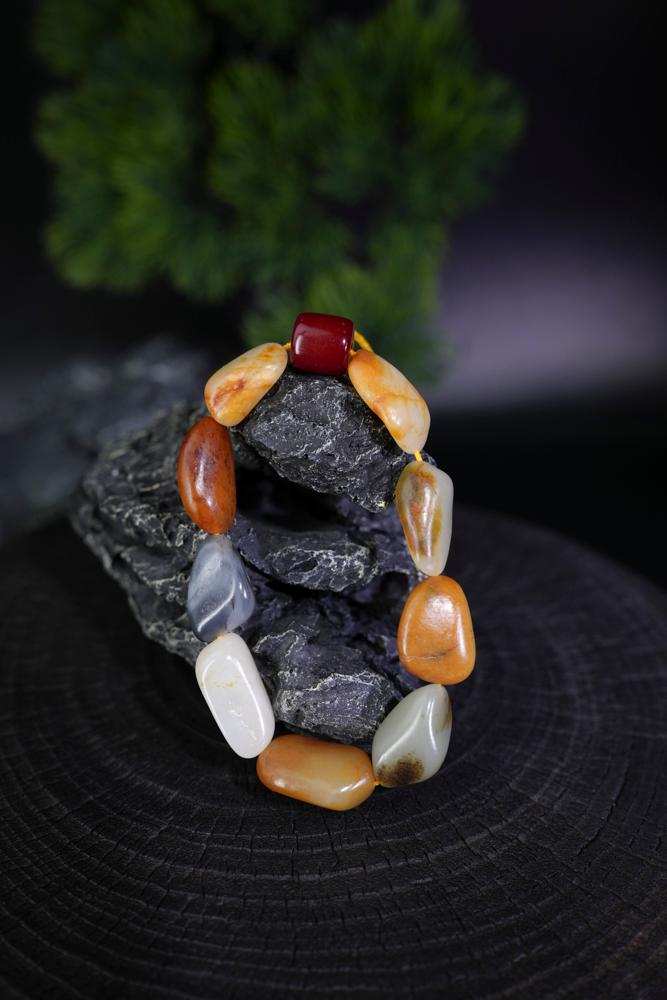 新疆和田玉多宝籽料手串（原籽无修）（yc229734）