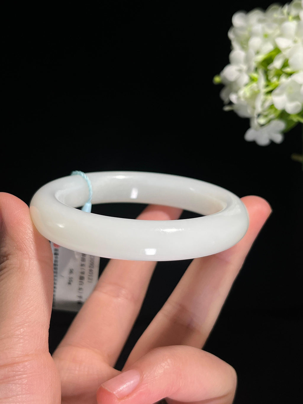 新疆天然和田玉羊脂白玉手镯精品8（卡56）（yc258381）