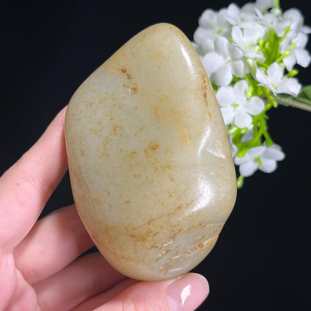 和田玉暖白种洒金皮籽料原石（yc308804）