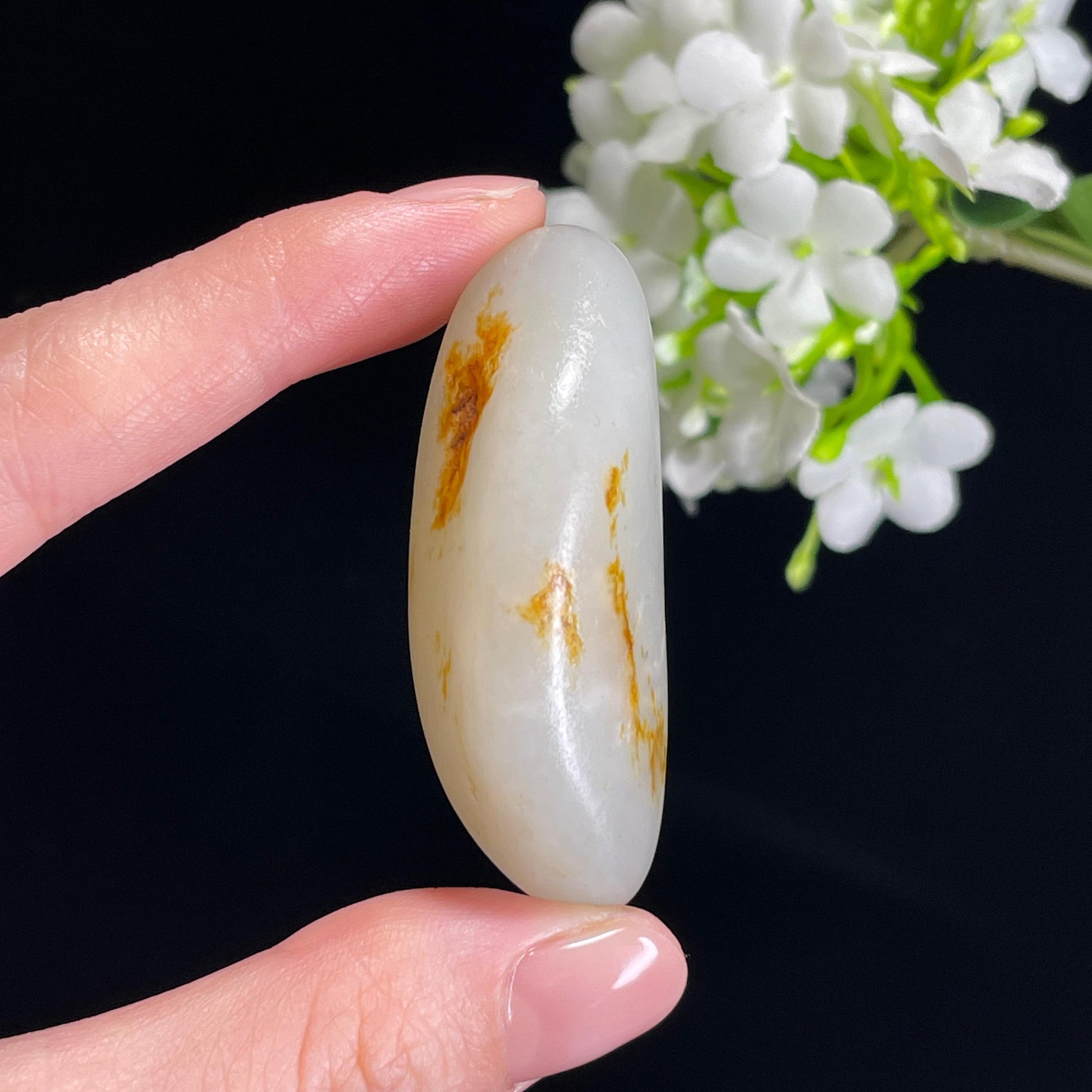 和田玉白玉“晴雪留金”洒金皮籽料（yc316337）