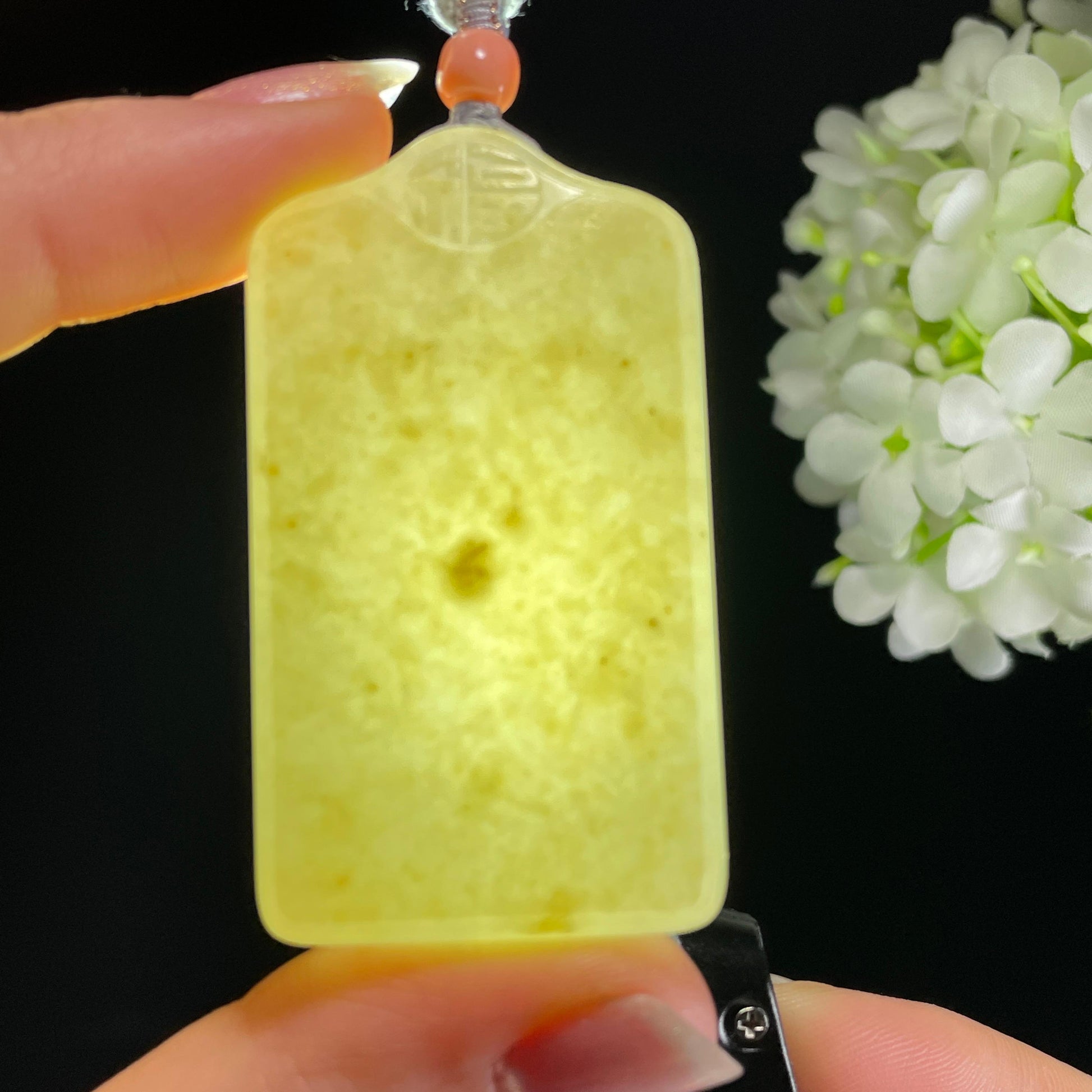 和田玉籽料白玉满皮洒金无事牌（yc326352）