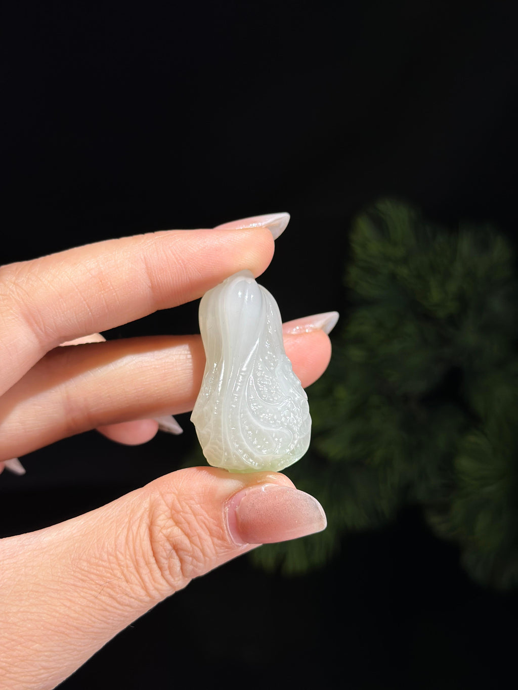 和田玉白玉百财聚来白菜雕刻挂件（yc484408）