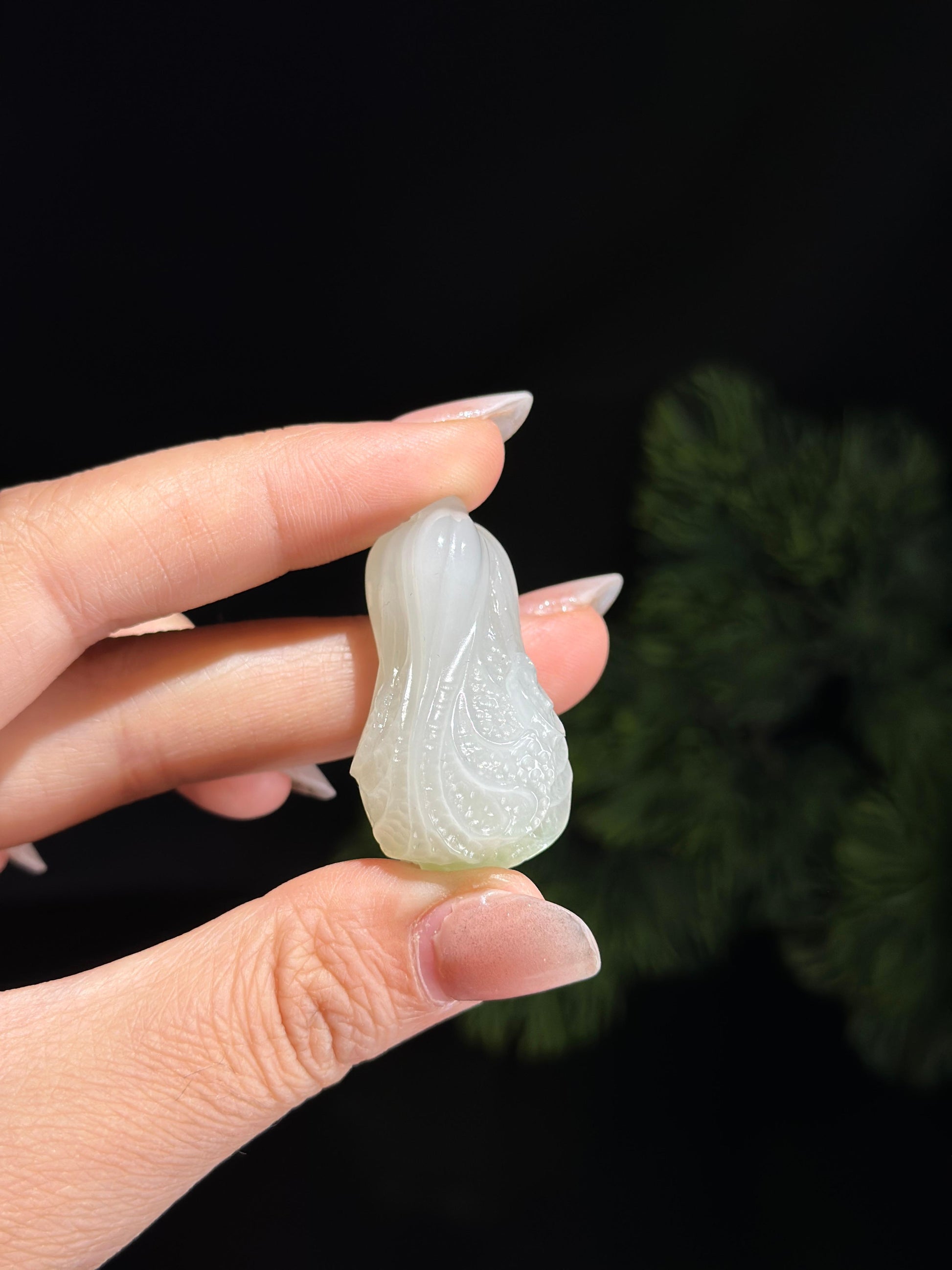 和田玉白玉百财聚来白菜雕刻挂件（yc484408）