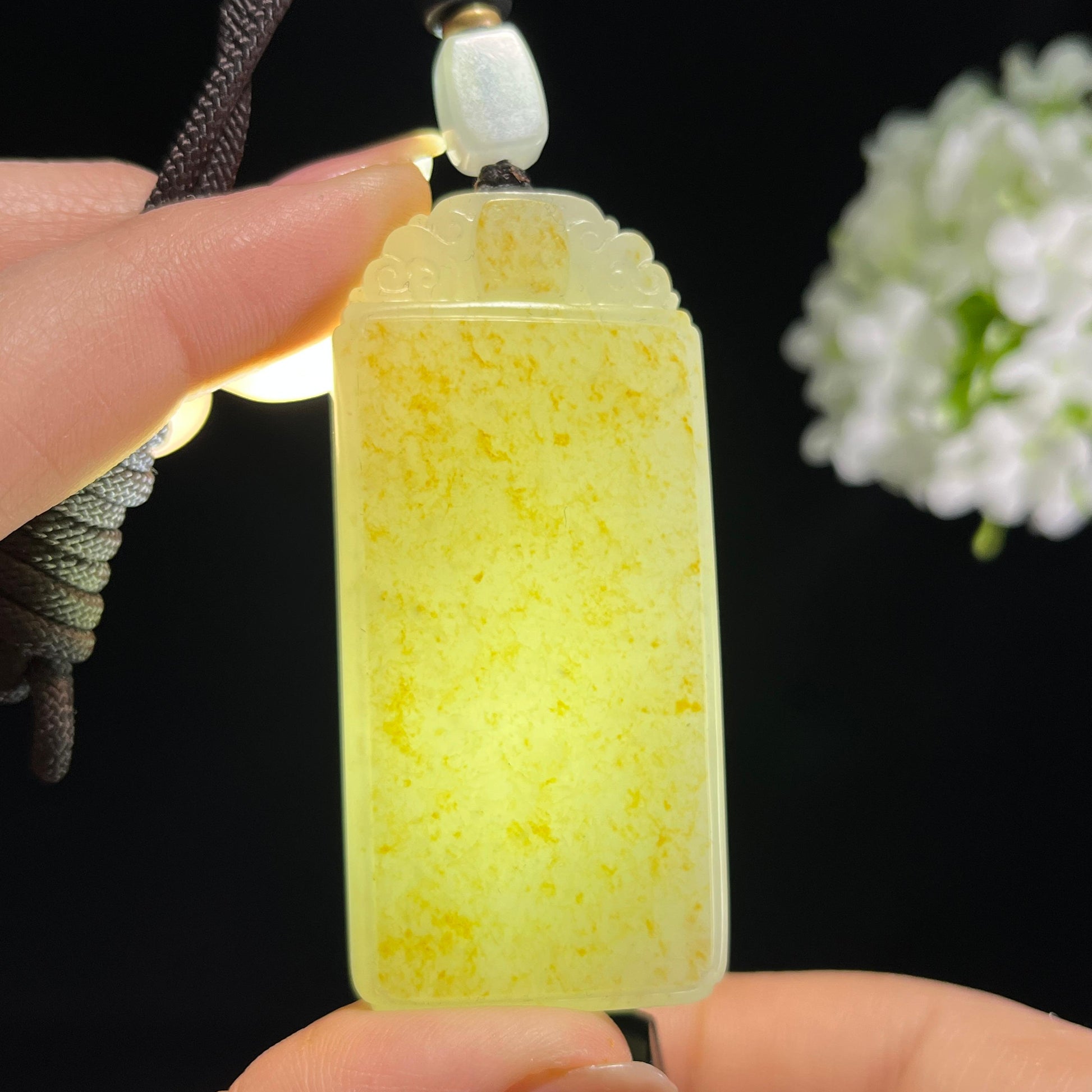 和田玉白玉洒金皮籽料无事牌（yc372698）