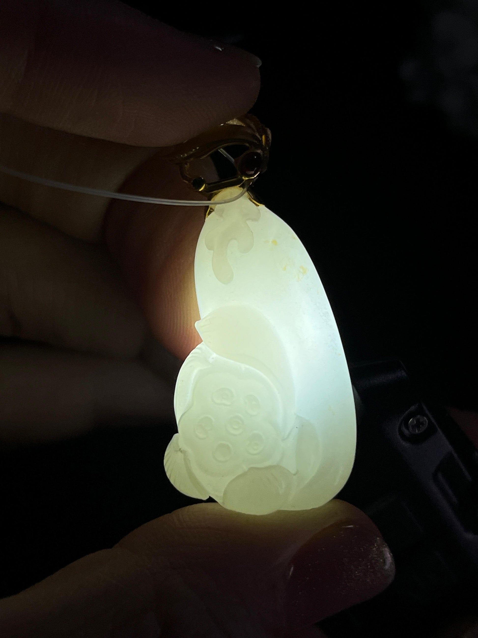 新疆天然和田玉白玉籽料18k金镶荷花吊坠（yc268238）