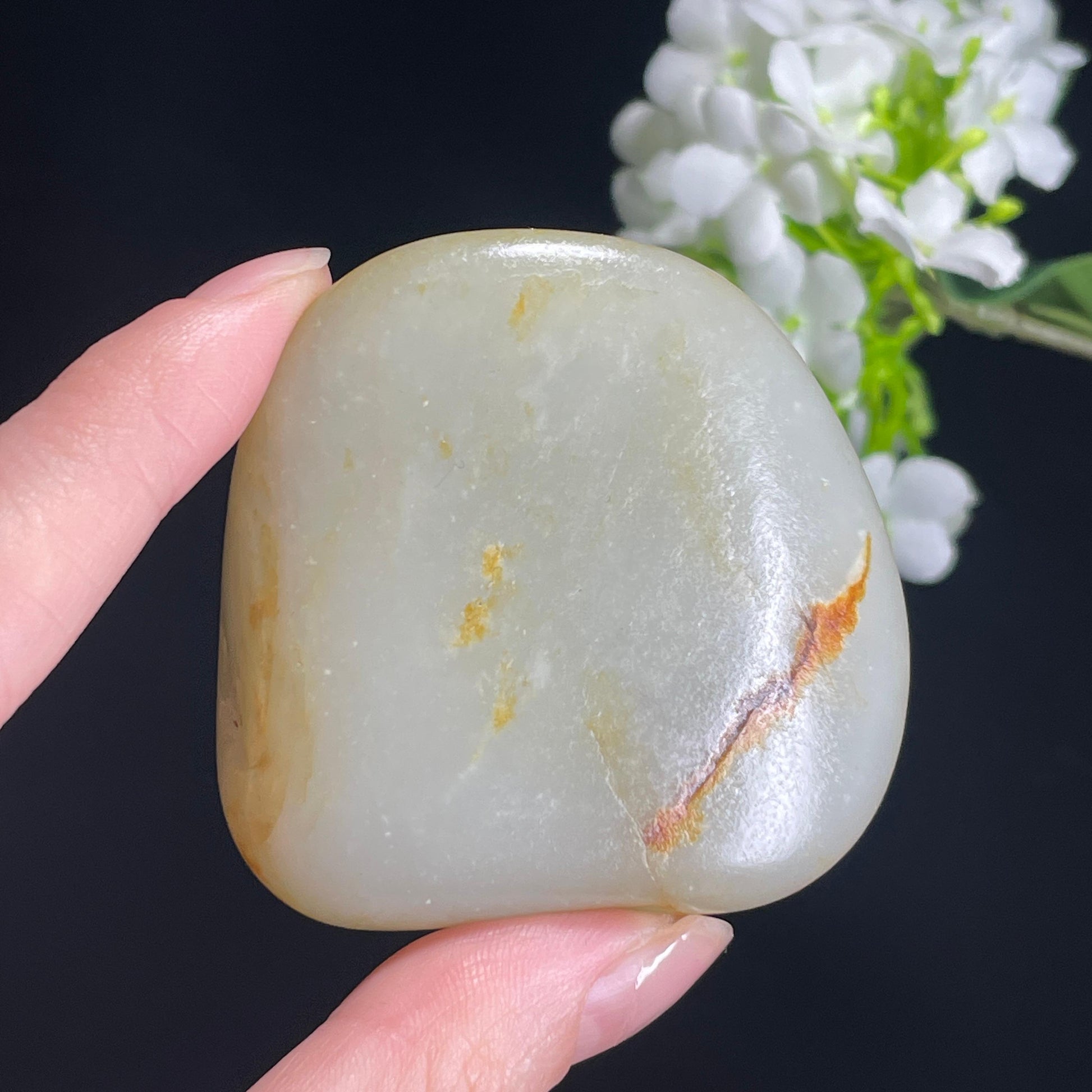 和田玉青白玉“金痕入梦”洒黄皮籽料（yc316445）