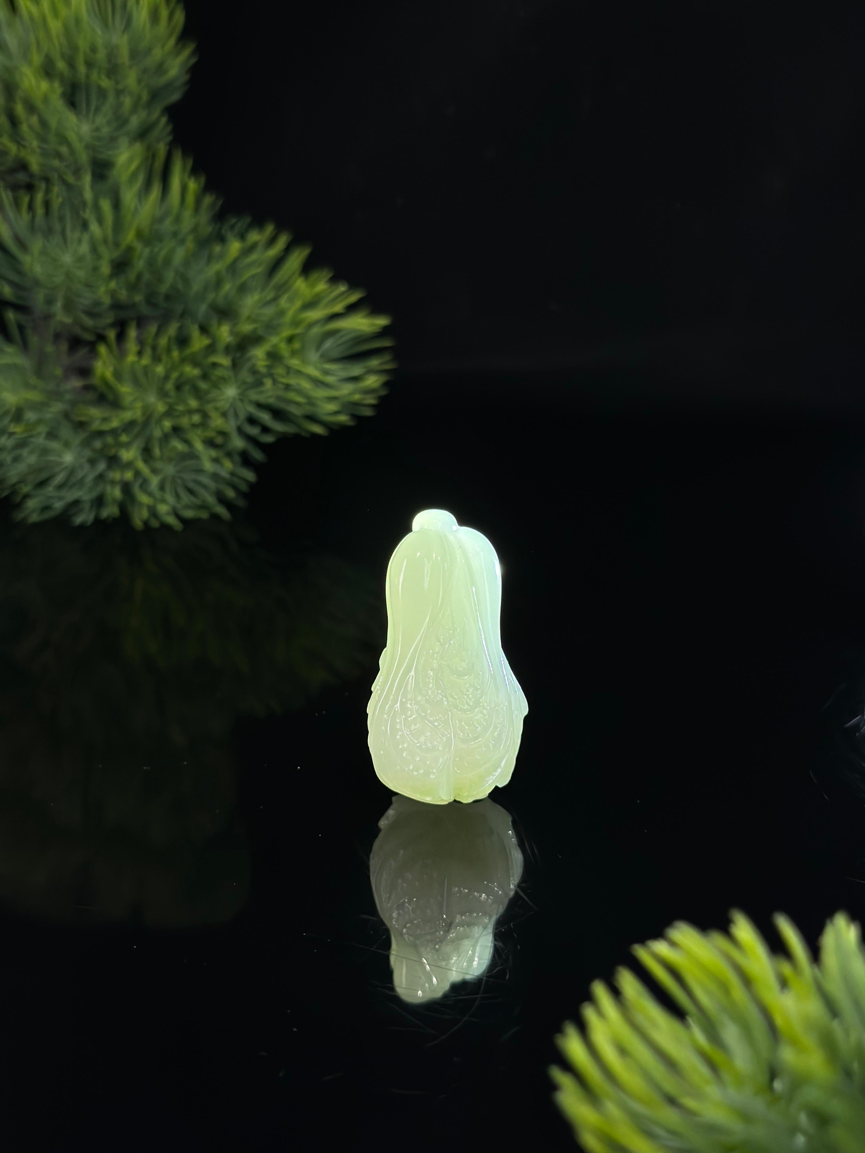 和田玉白玉百财聚来白菜雕刻挂件（yc484408） – 添福玉器