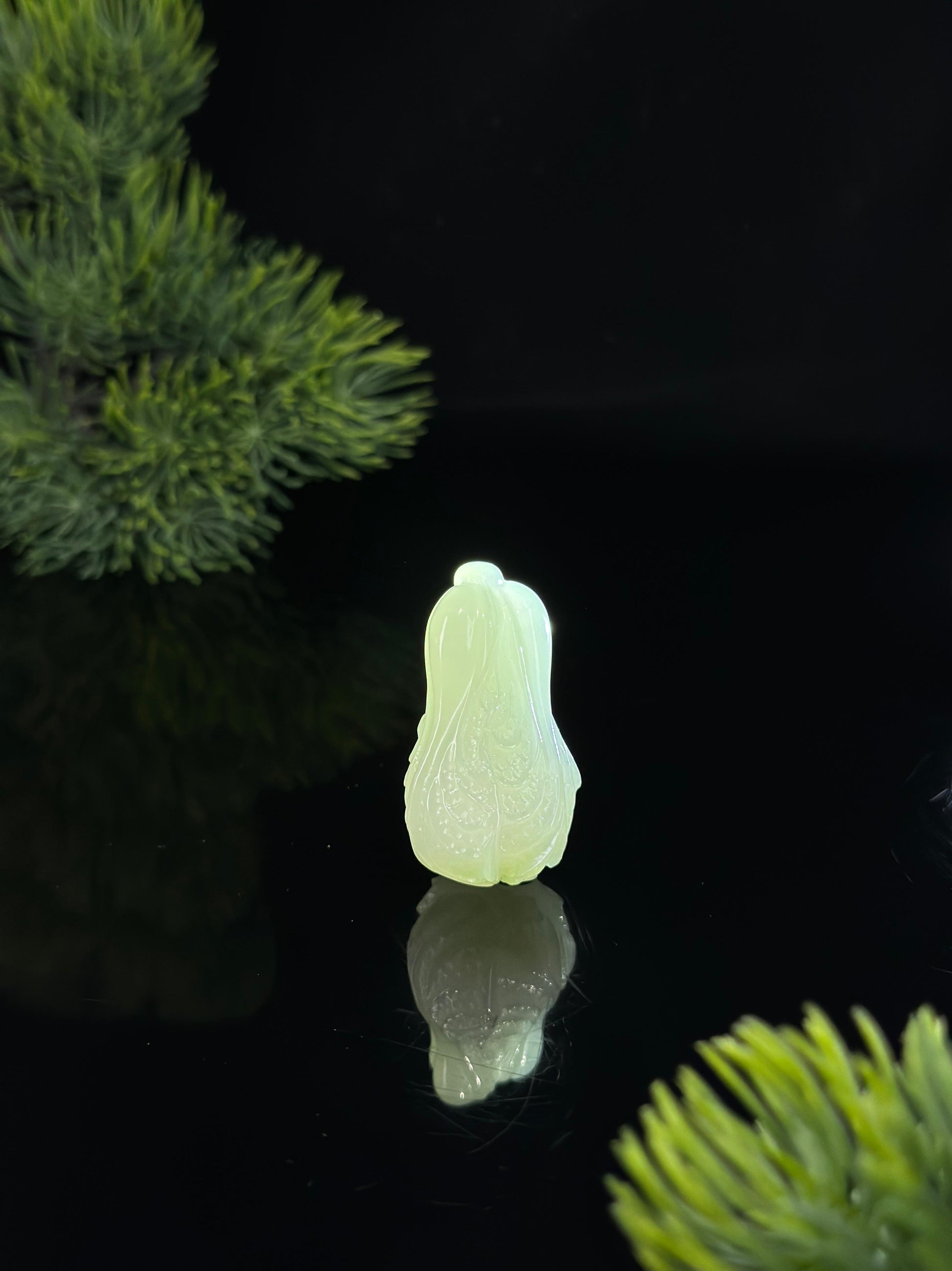 和田玉白玉百财聚来白菜雕刻挂件（yc484408）