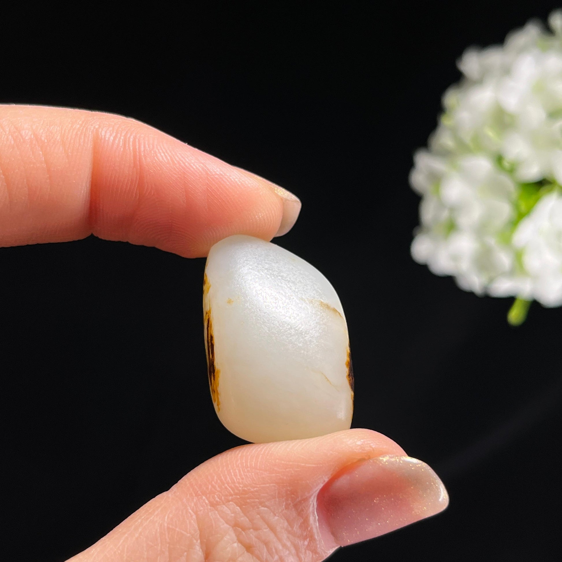 和田玉白玉洒金黑红皮“金墨缀玉”籽料原石（yc297659）