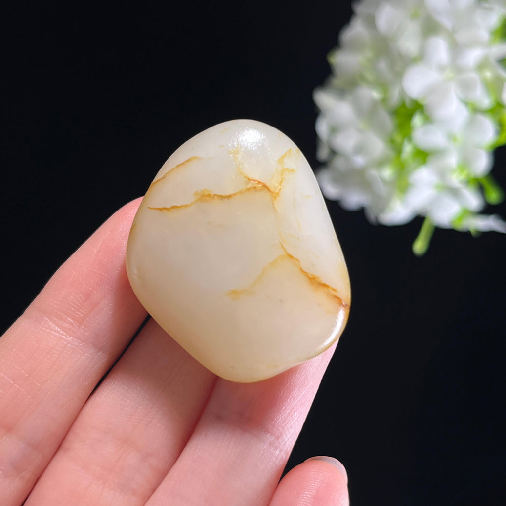 和田玉白玉“玉脉秋纹”洒金皮籽料（yc351424）