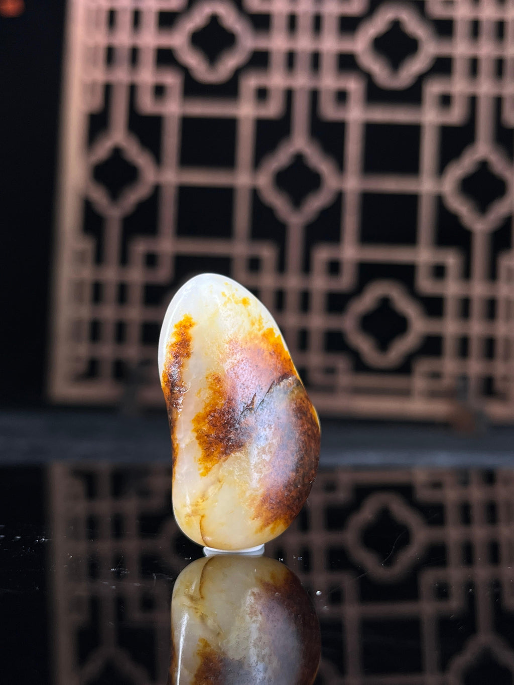 新疆和田玉白玉籽料原石聚红皮挂件5（yc234068）