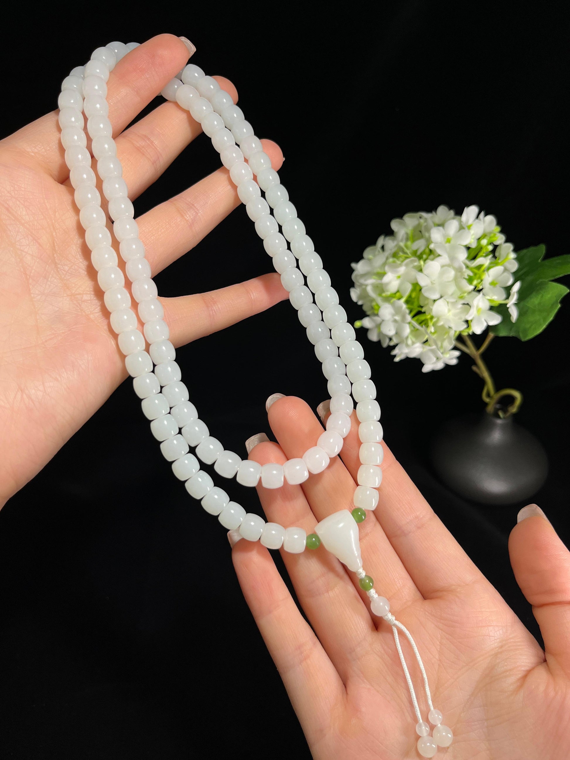 和田白玉直切珠项链（卡7）（yc244872）