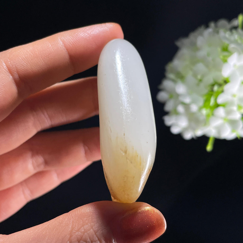 和田玉白玉“清光金盏”淡洒金皮籽料（yc392663）