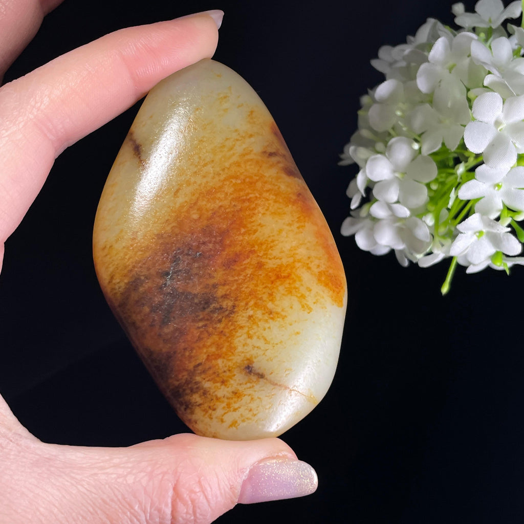 和田玉白玉“金红晚霞”洒金皮洒红皮籽料（yc356005）