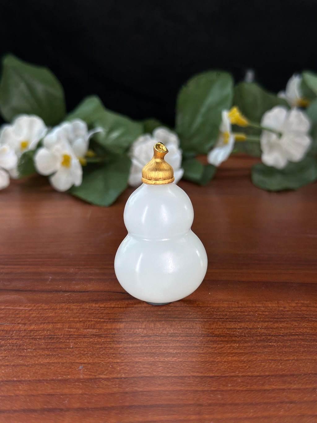 和田玉18K金镶白玉葫芦吊坠（yc725937）