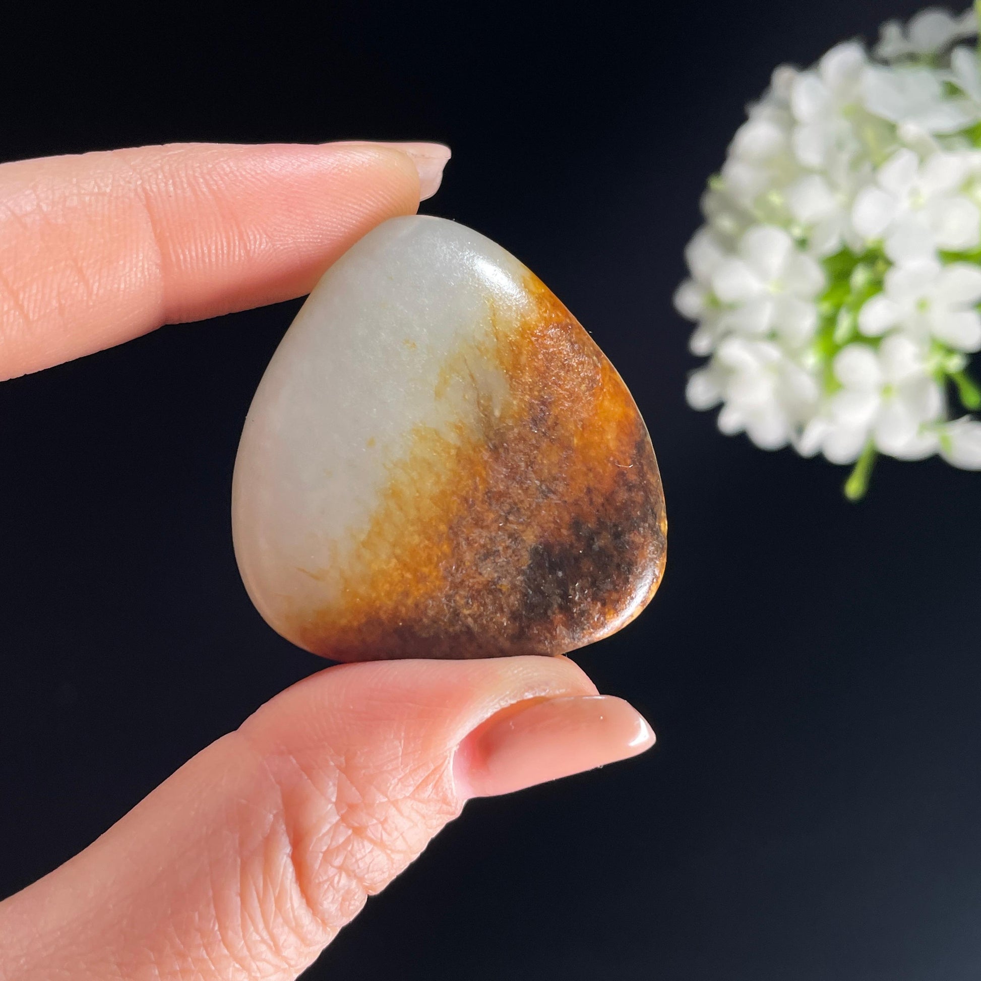 2026.4.9广告流，和田玉白玉“烟霞映璧”聚红皮籽料（yc386321）