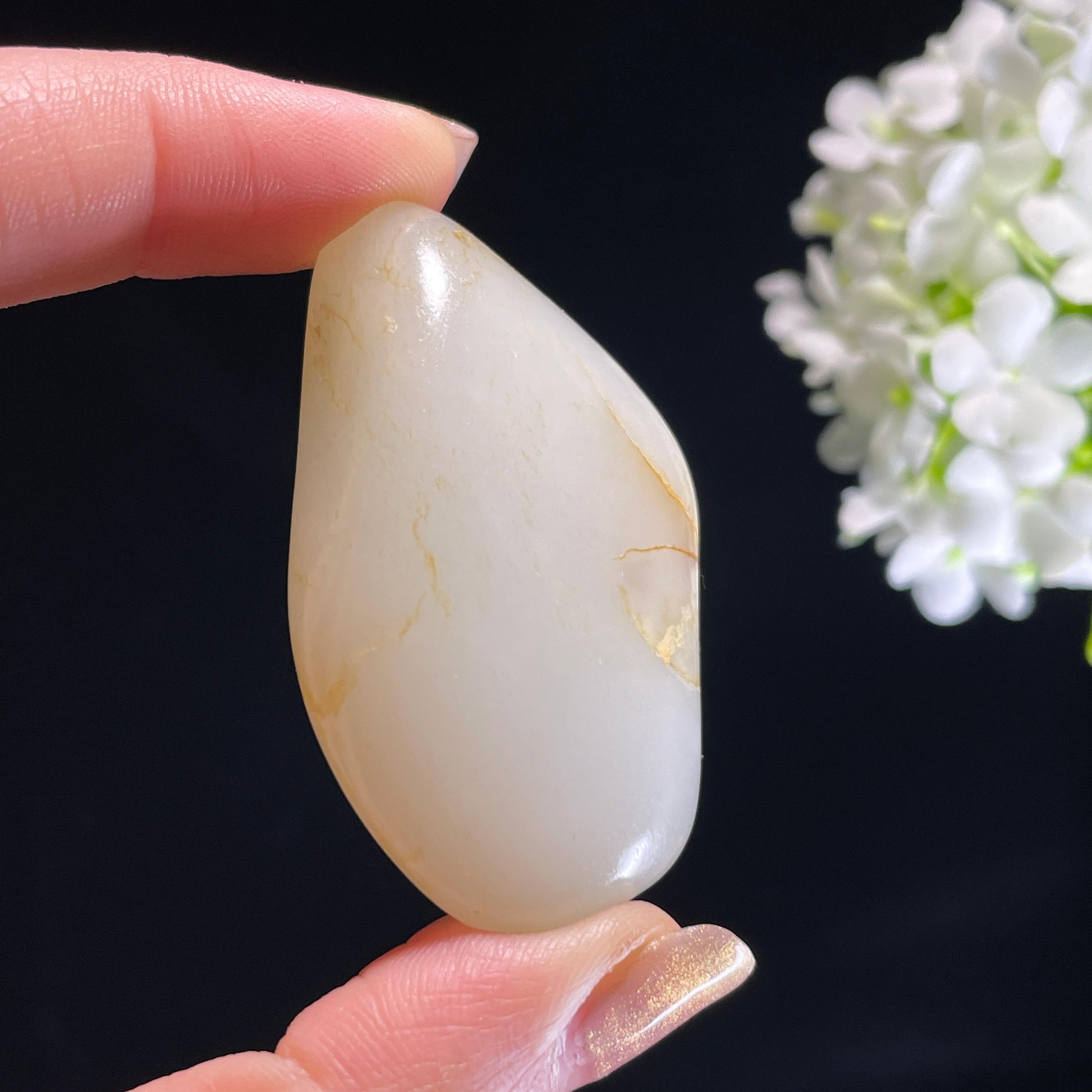 新疆天然和田玉“金痕雪魄”光白籽料（yc318257）