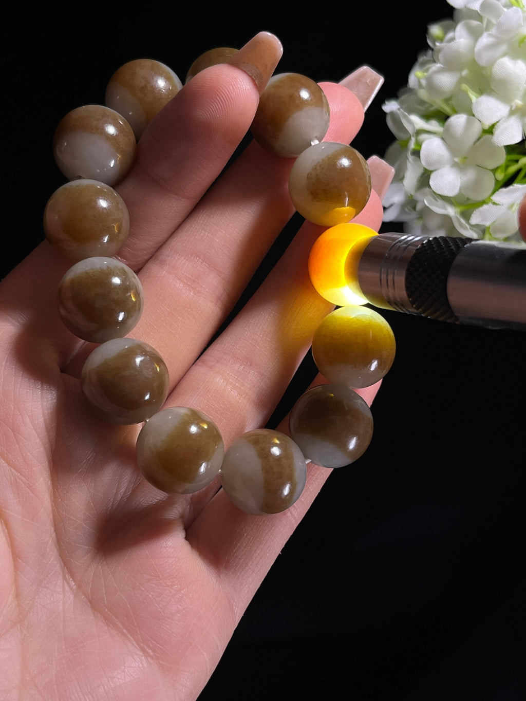 和田玉且末红糖手串（卡16）（yc261354）