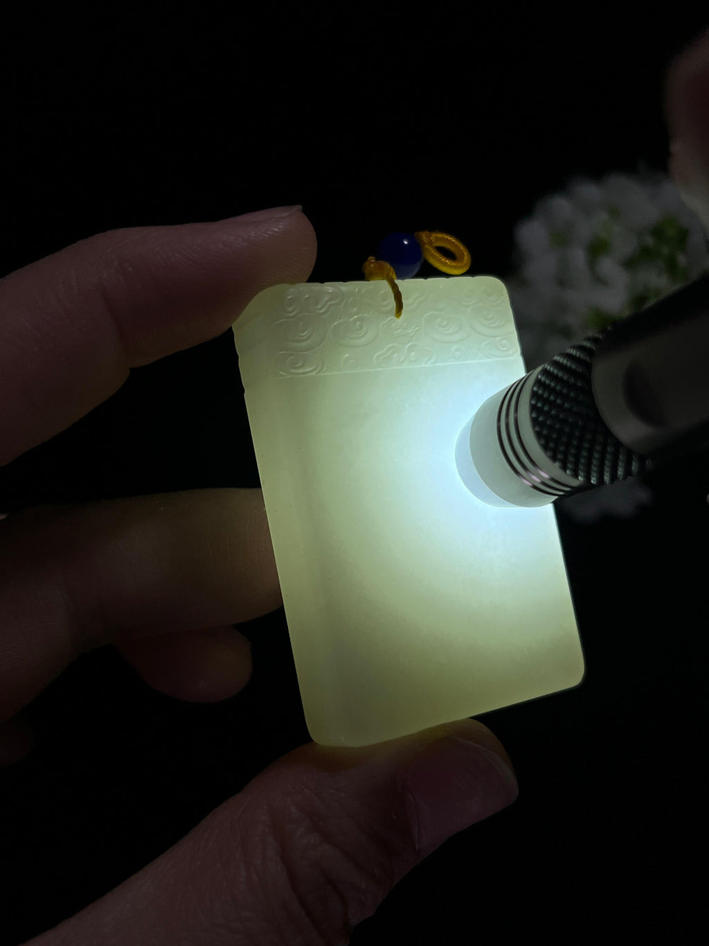 和田玉白玉 “云纹静雅” 平安无事牌（yc259157）