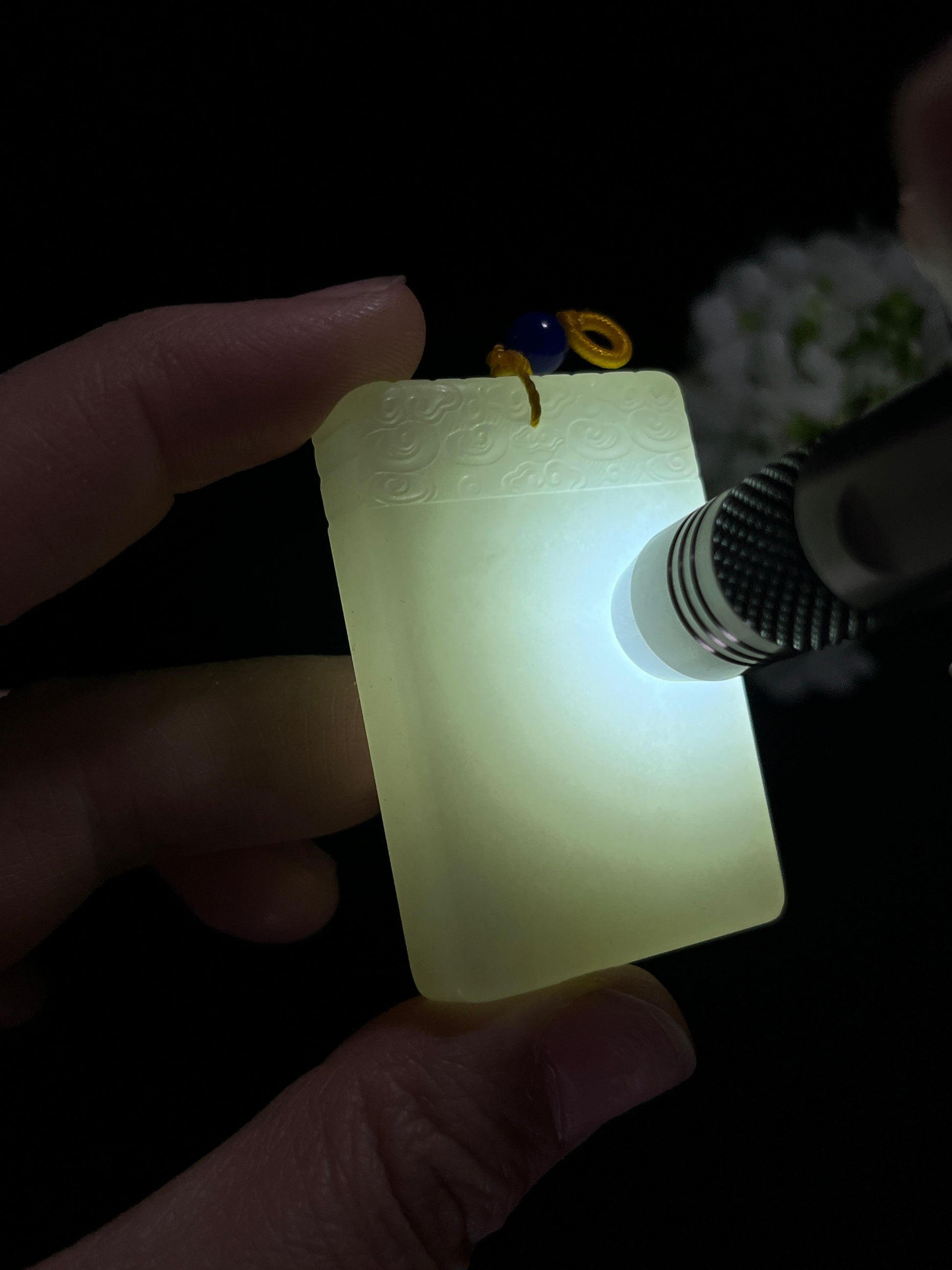 和田玉白玉 “云纹静雅” 平安无事牌（yc259157）