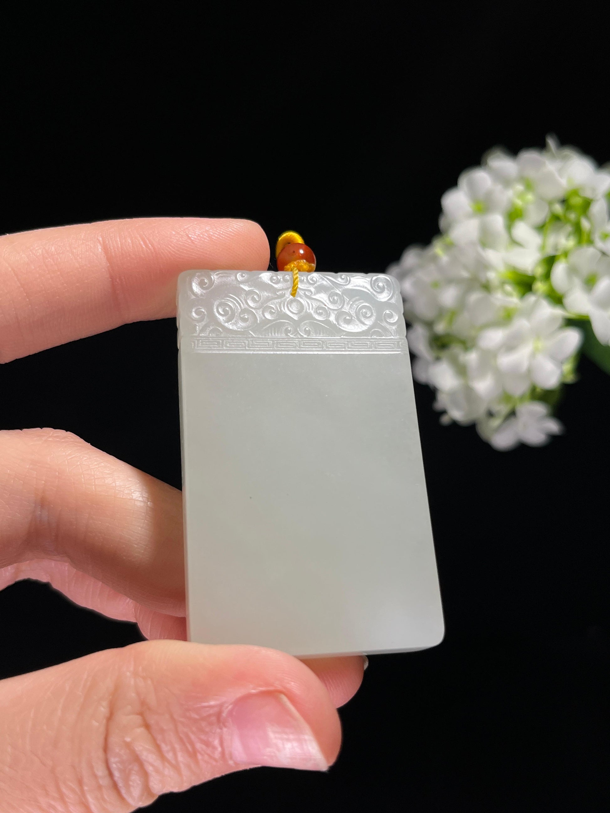 和田玉白玉 “祥纹雅韵” 平安无事牌（yc259144）